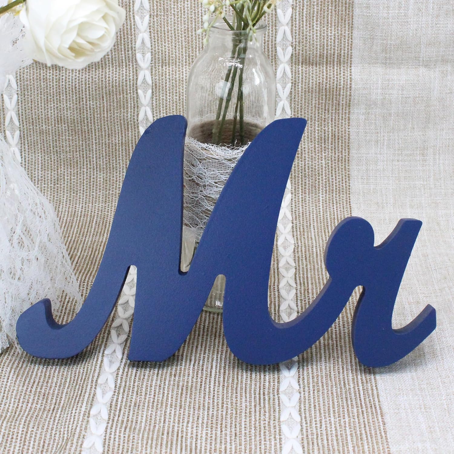 Mr Mrs Wooden Letters Wedding Table Decor Dark Blue