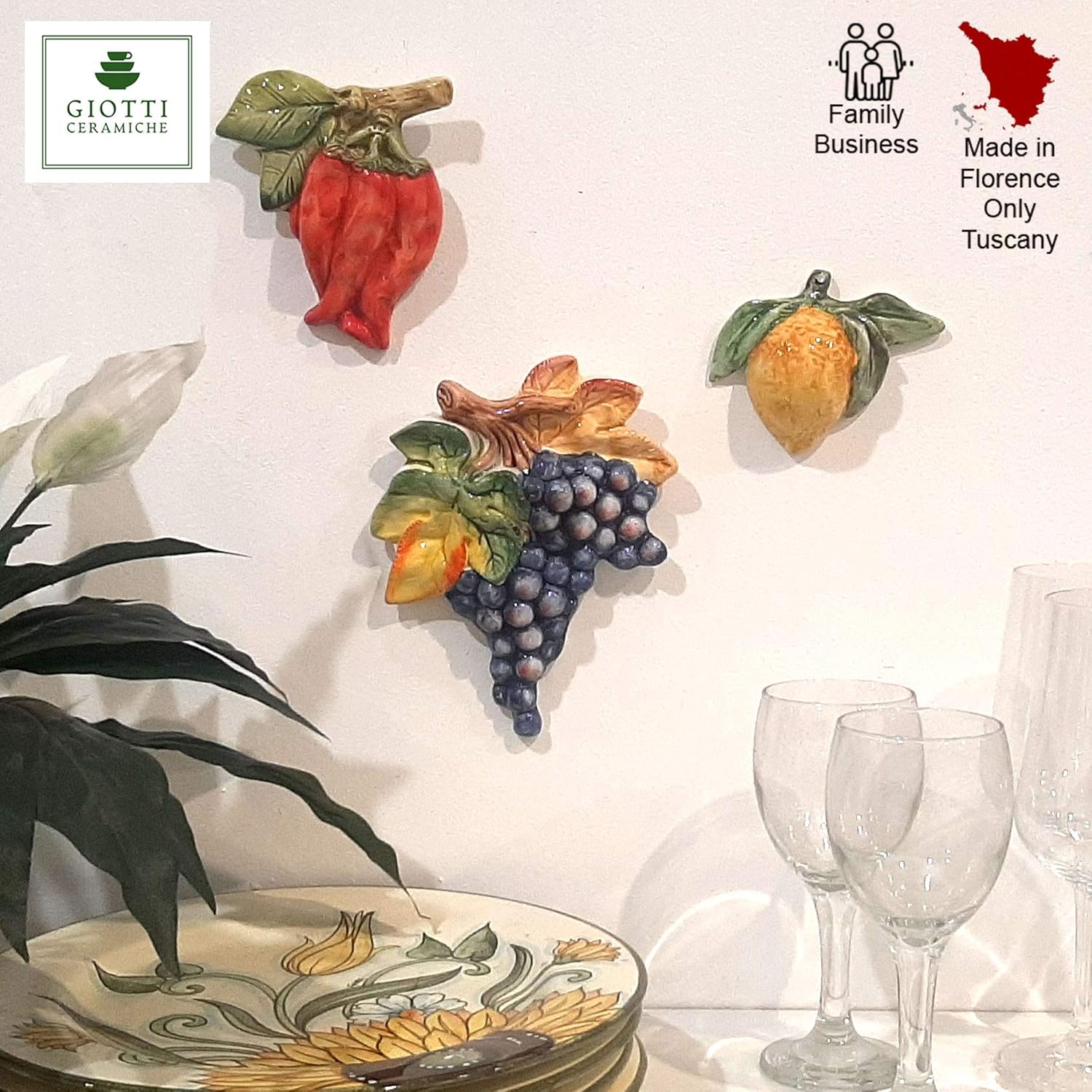 Handmade Italian Ceramic Fruits Wall Decor