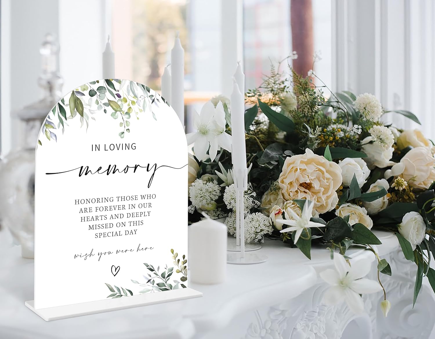 Greenery In Loving Memory Wedding Sign with Holder