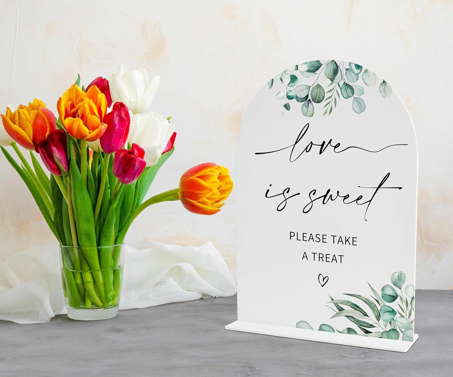 Greenery Love is Sweet Wedding Sign with Holder