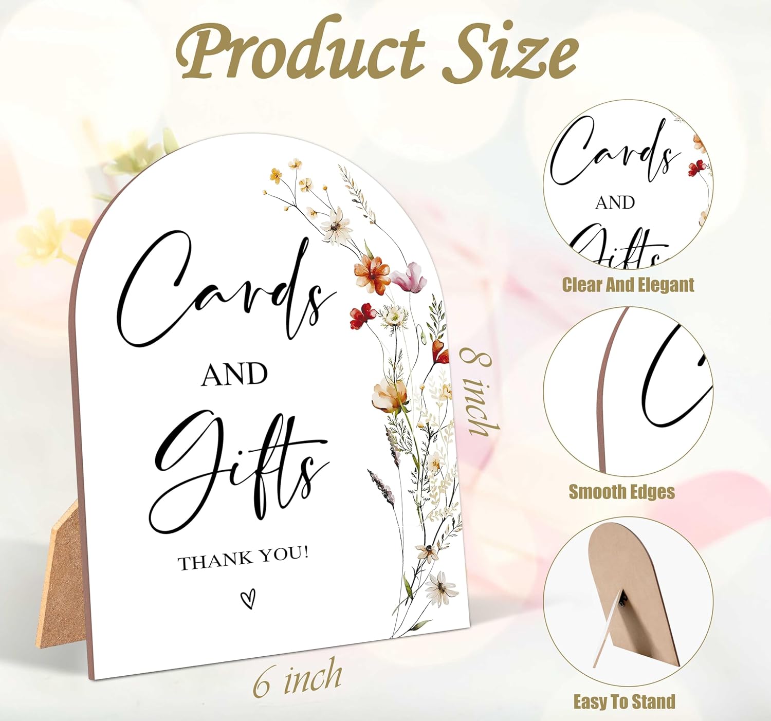 Wildflower Wedding Sign with Stand for Reception Decor