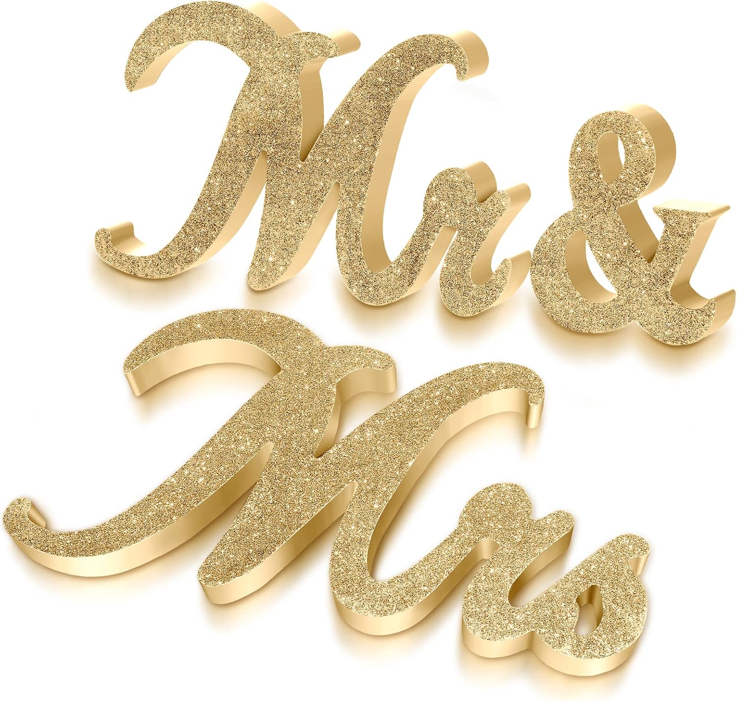 Jetec Mr and Mrs Wooden Glitter Sign Wedding Decor