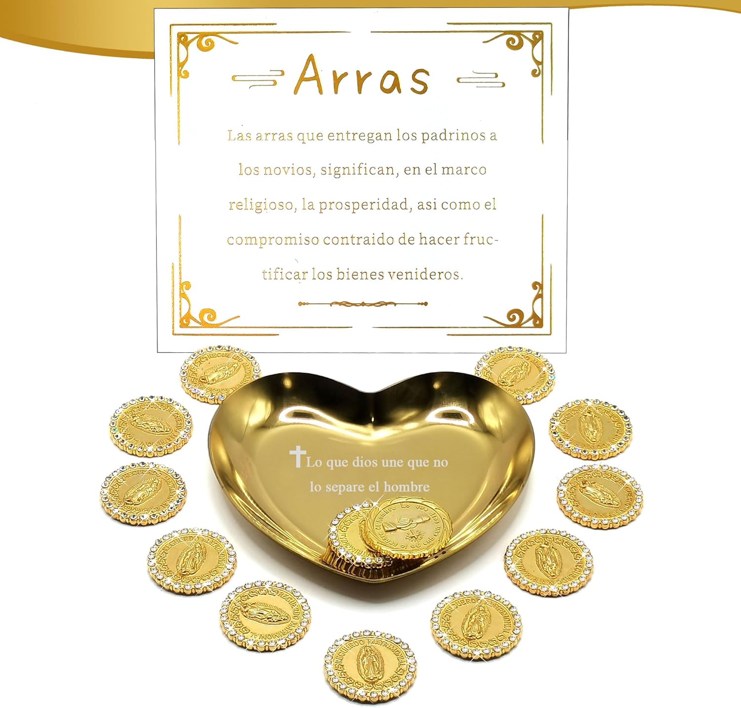 FANYX Wedding Arras Set with 13 Coins and Decorative Box