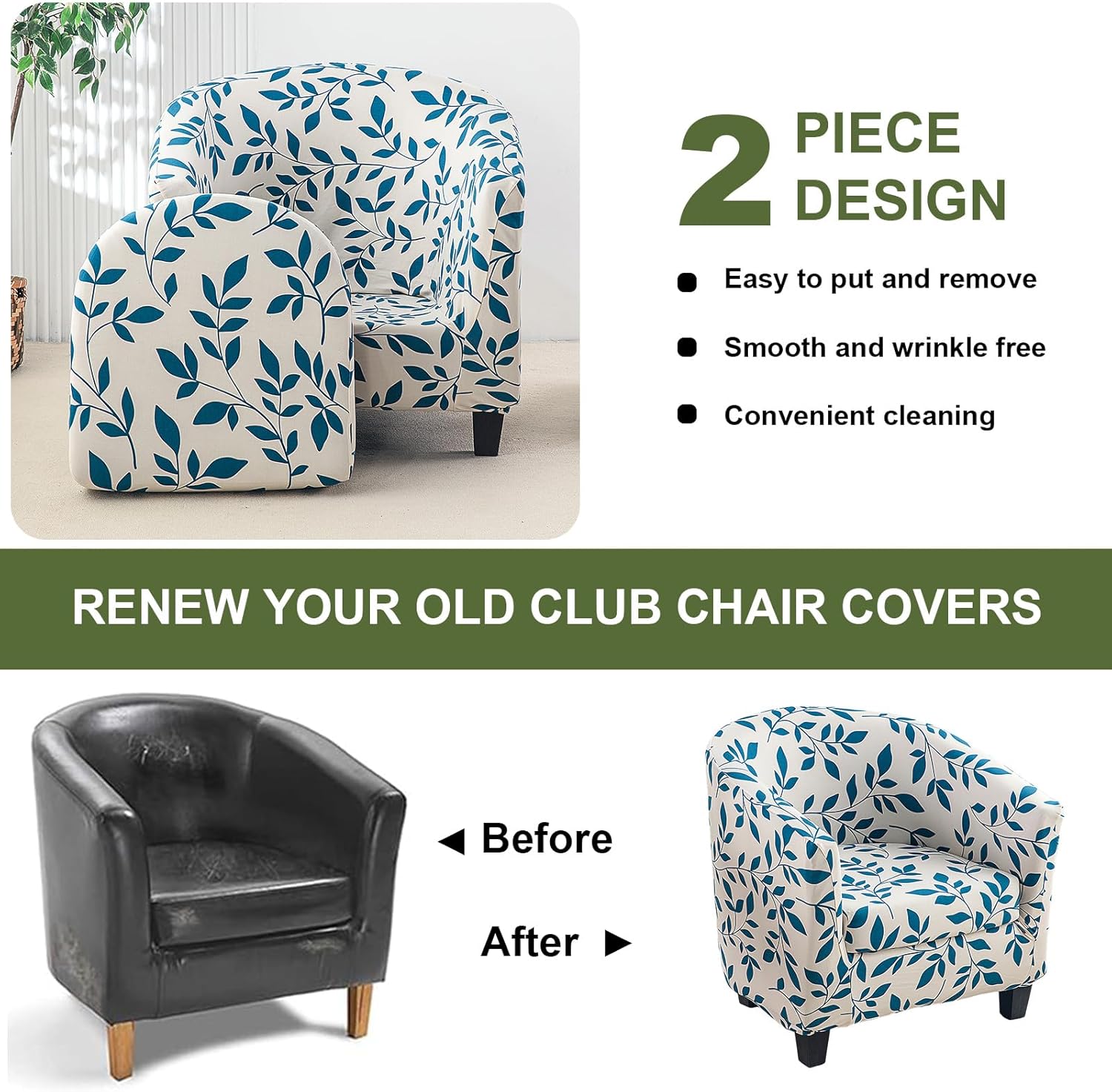 HAOYONG 2 Piece Stretch Armchair Slipcover