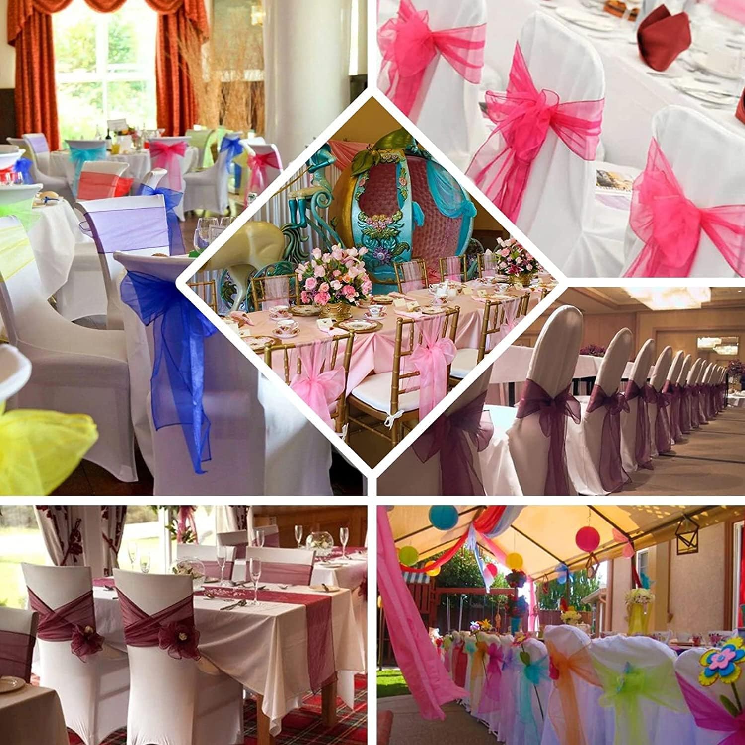 Elegant Organza Chair Sashes Pack of 10