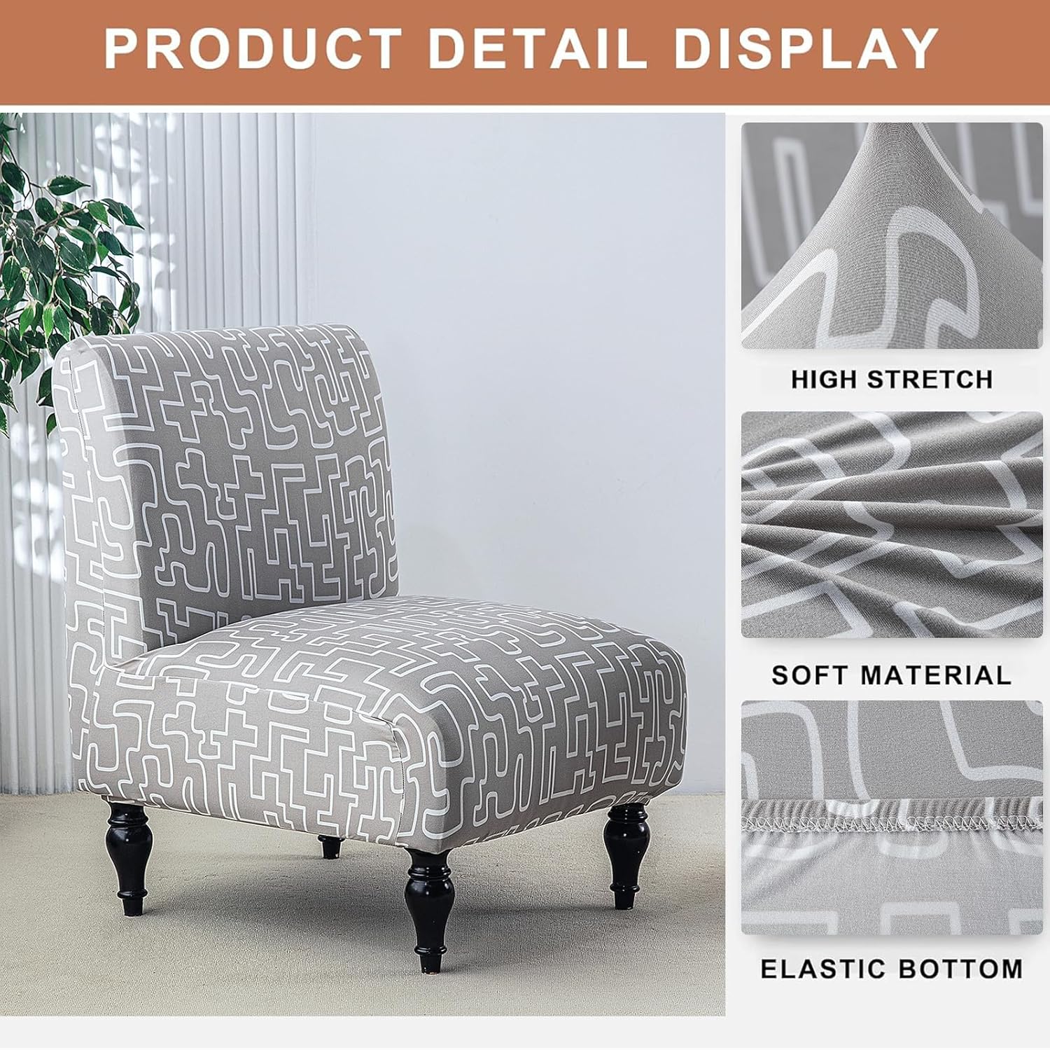 Eco-Ancheng Armless Chair Slipcover for Living Room and Hotel