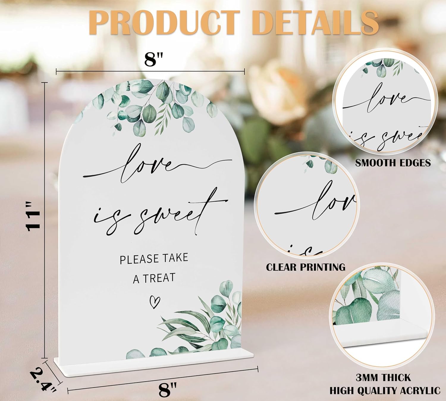 Greenery Love is Sweet Wedding Sign with Holder