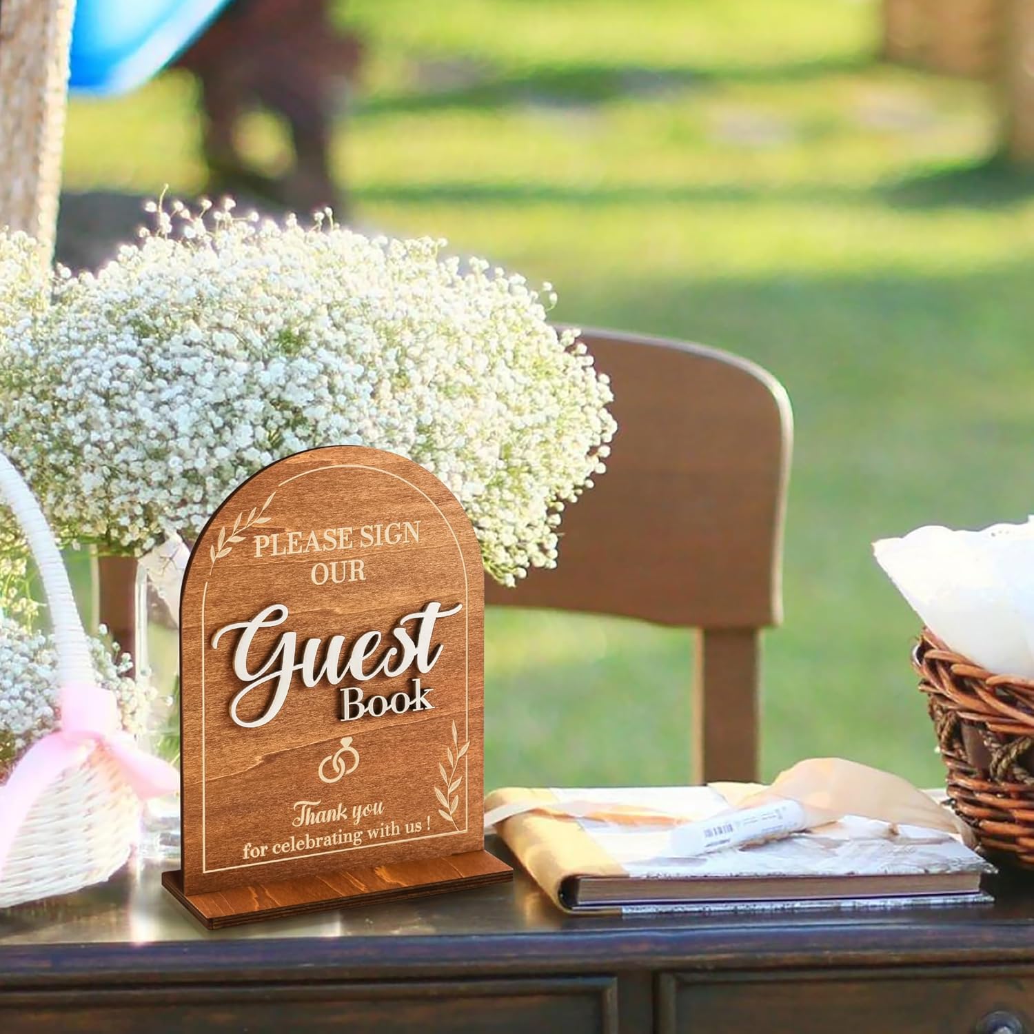 Rustic Wedding Guest Book Sign With Stand