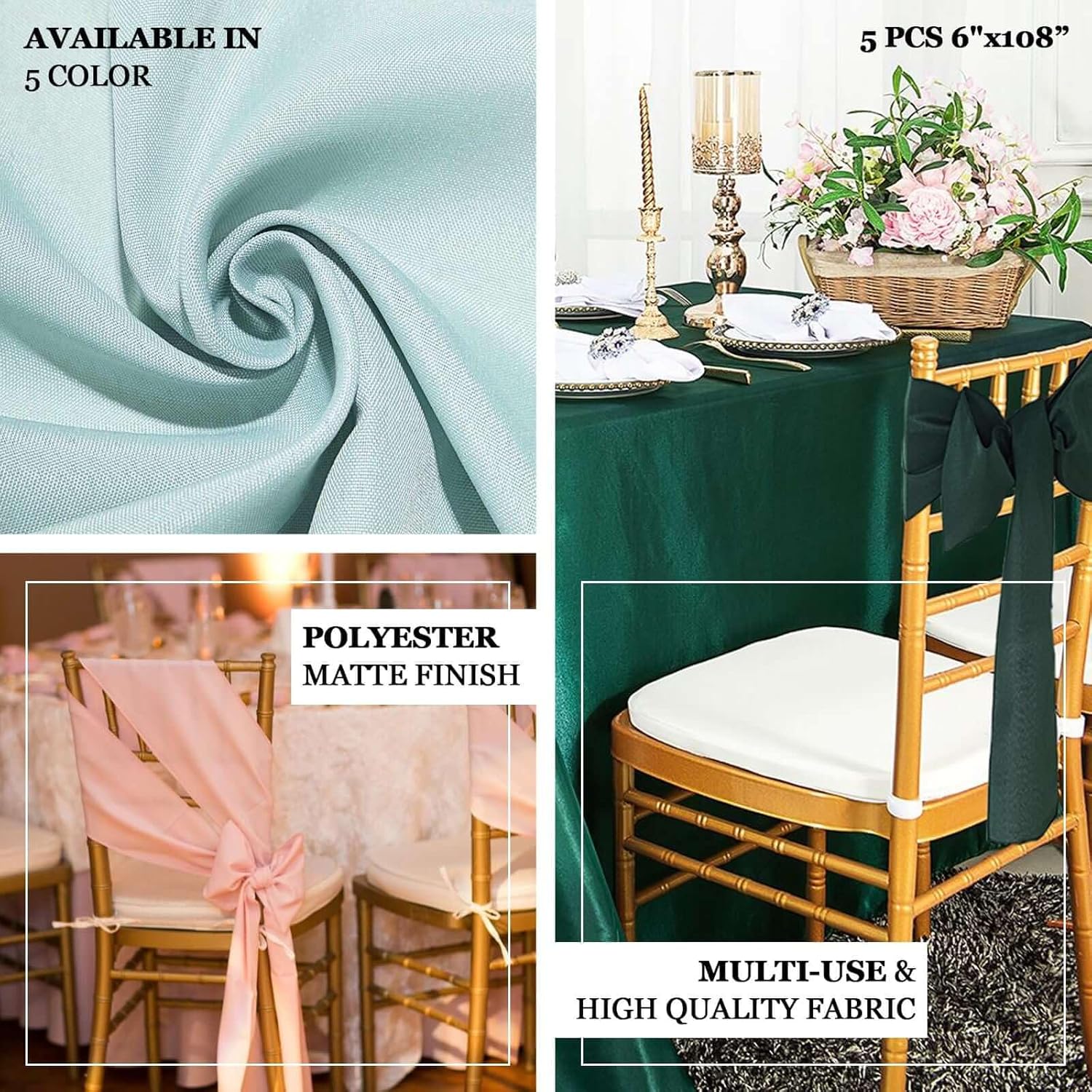 Efavormart 5PCS Ivory Chair Sashes for Wedding Events