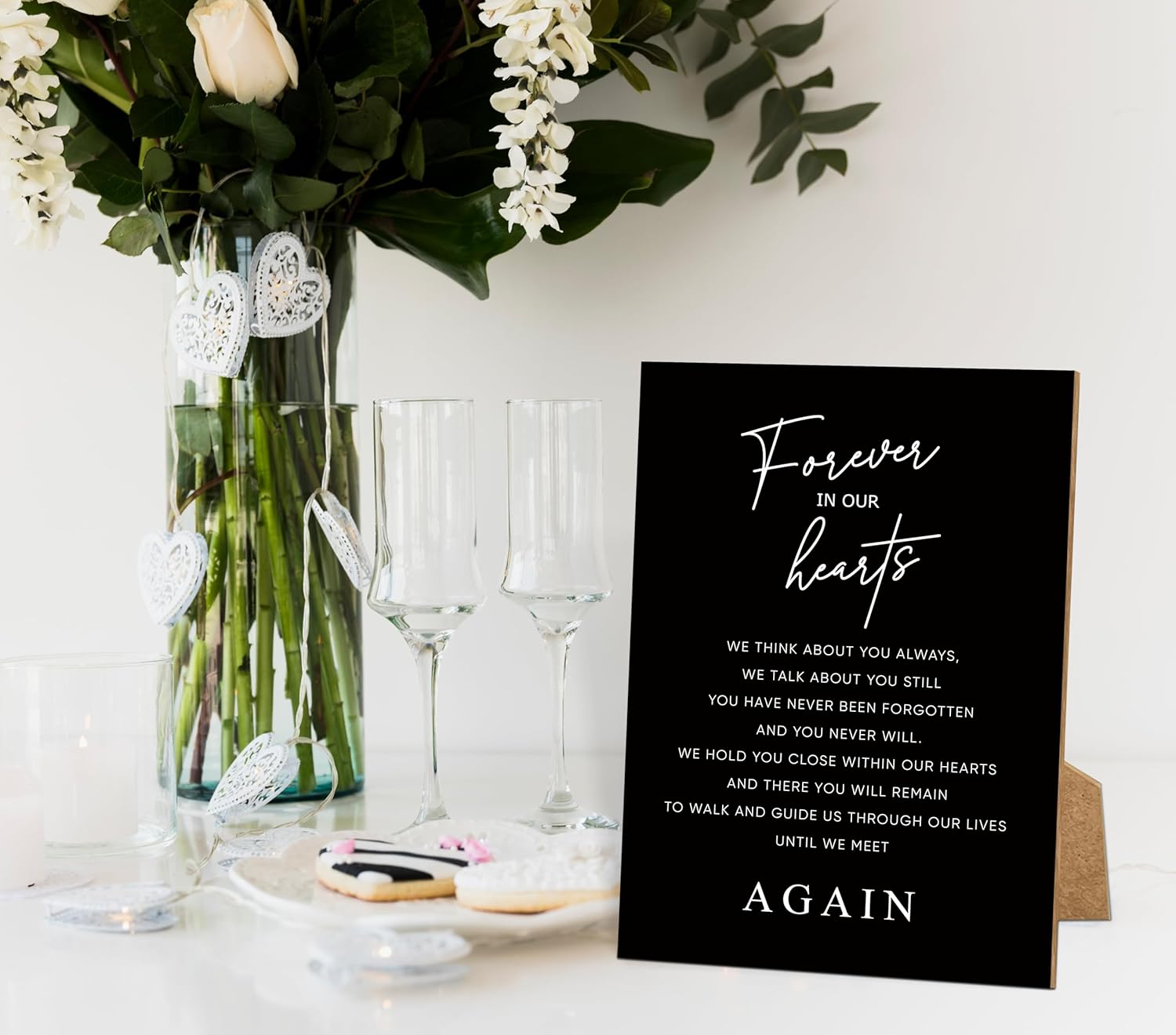 Black Minimalist Funeral Sign 8x11 Inches