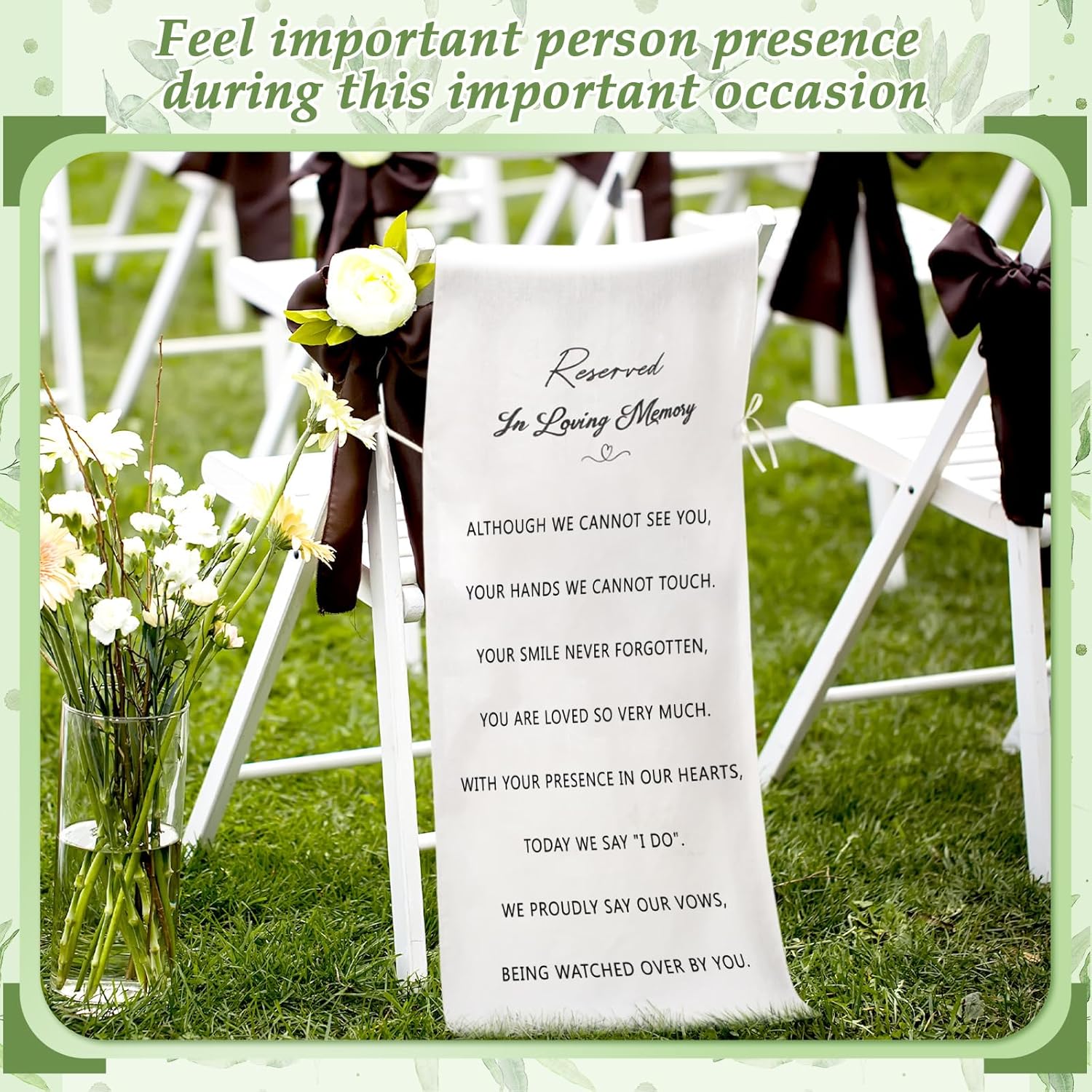 Loving Memory Wedding Chair Sign Banner White 15 x 50