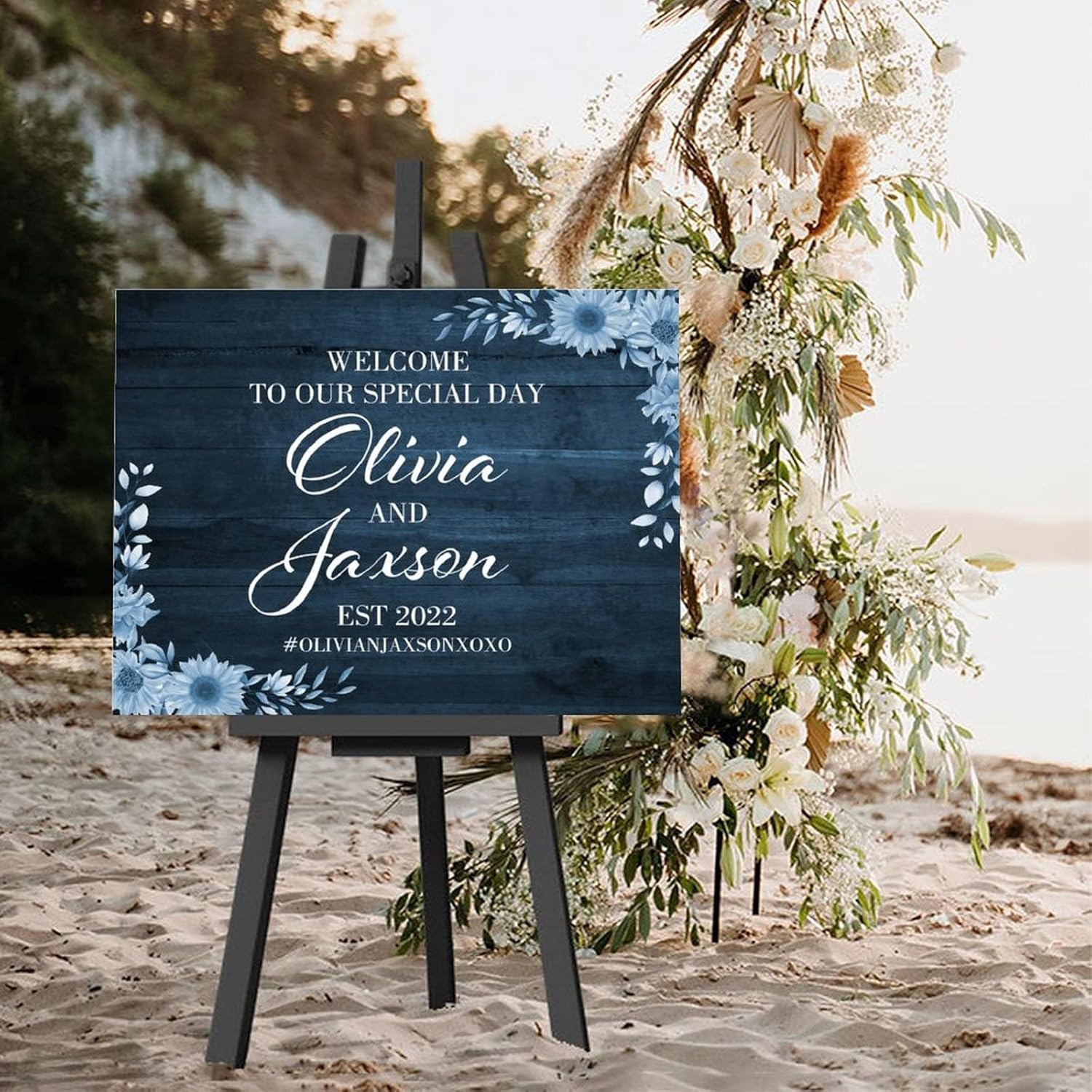 Alioyoit Wedding Welcome Sign Personalized Wood Luxury Rustic Greeting Sign 12x16 Inch