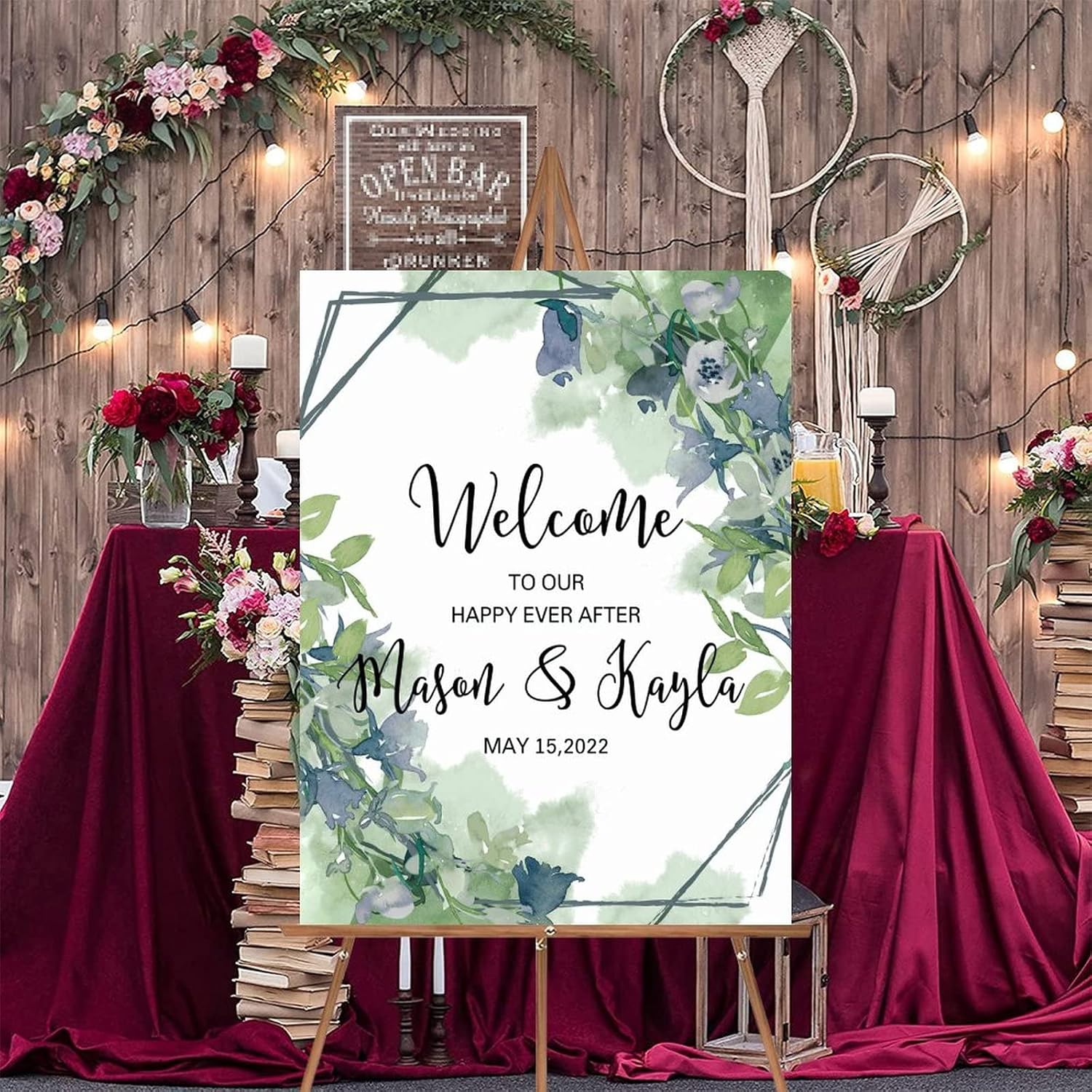 Alioyoit Customizable Wedding Welcome Sign 12x16 Inch