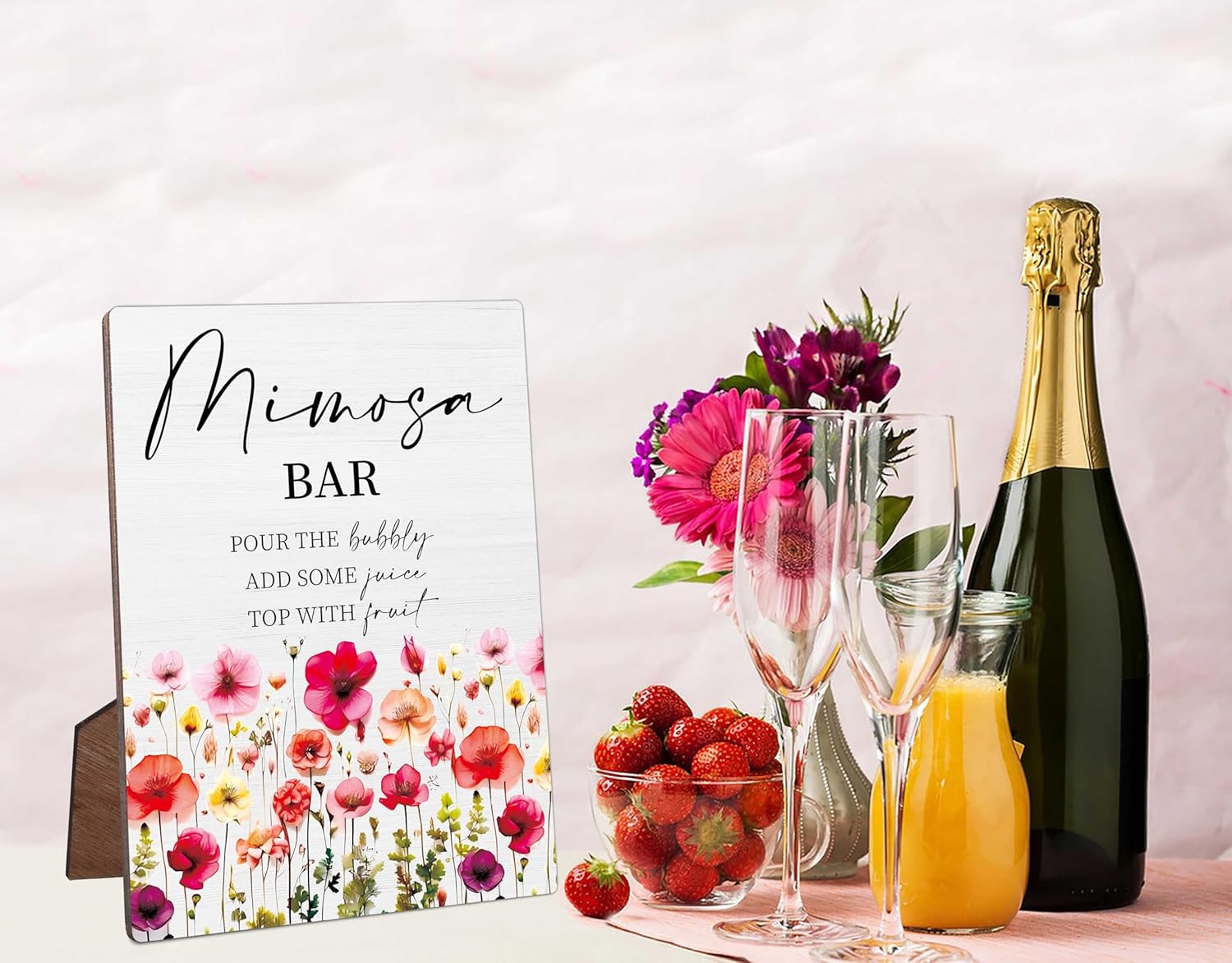 Mimosa Bar Bridal Shower Sign 5x7 Inches Wooden Decor