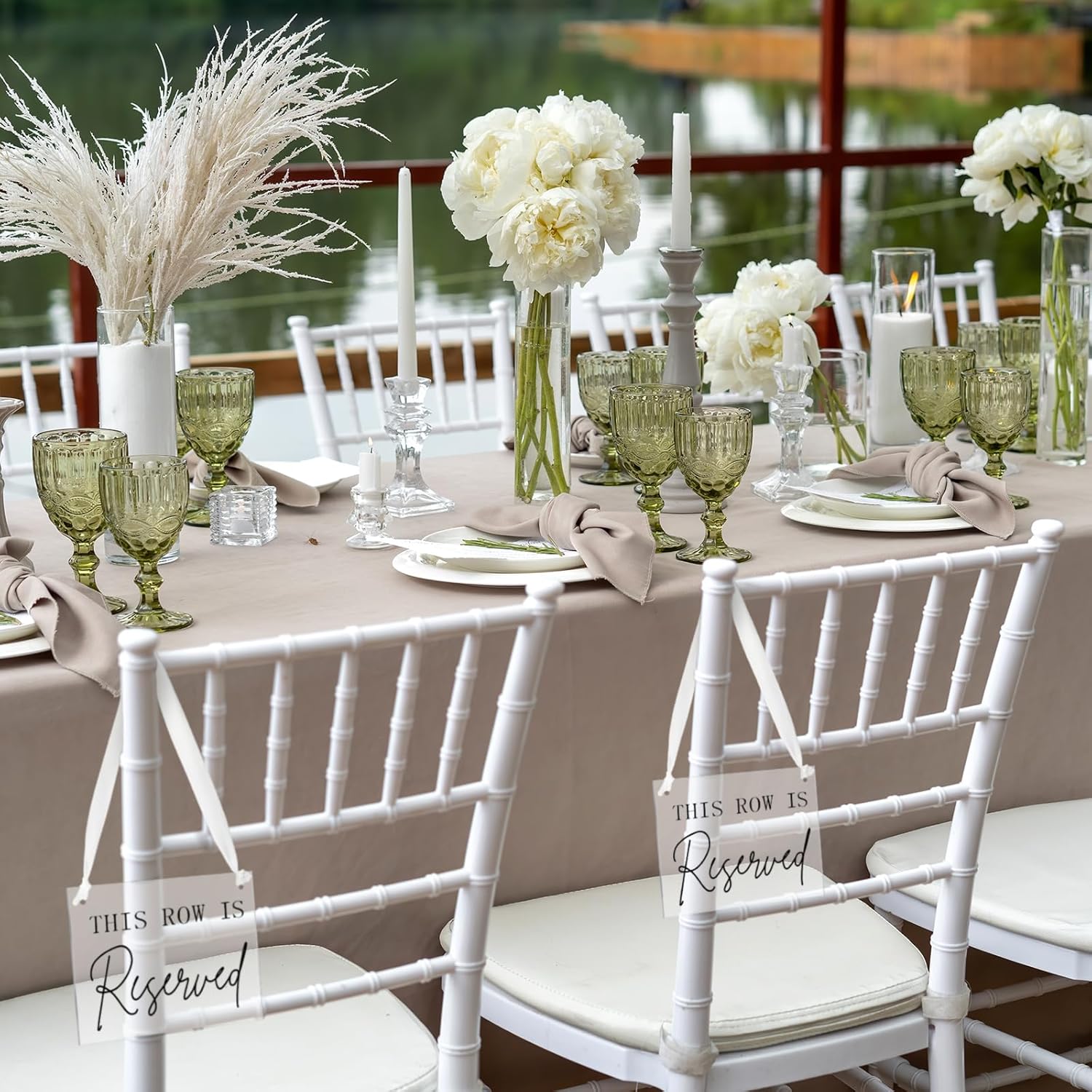 Yousoontic 12 Pack Reserved Chair Signs with Ribbon
