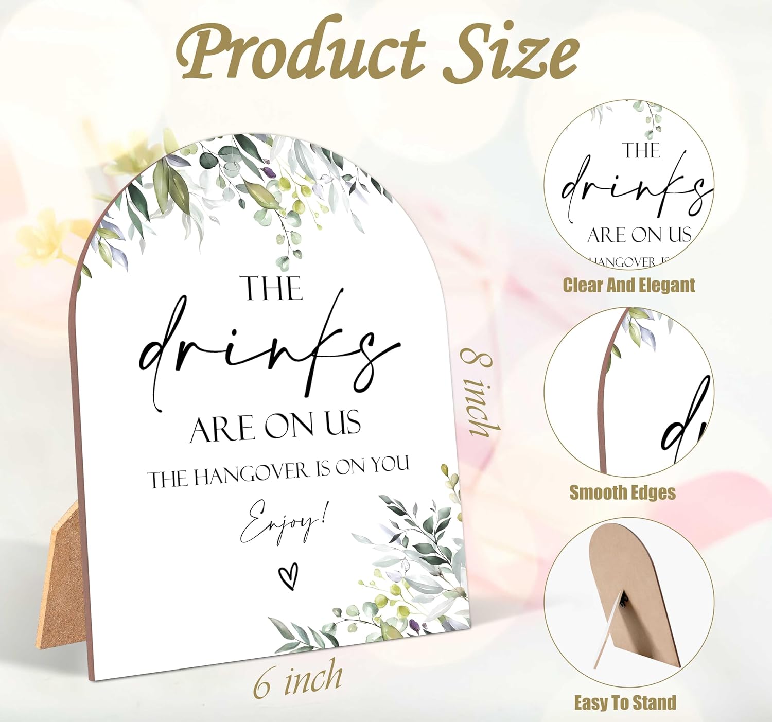 Greenery Drinks Are On Us Sign Wedding Decor