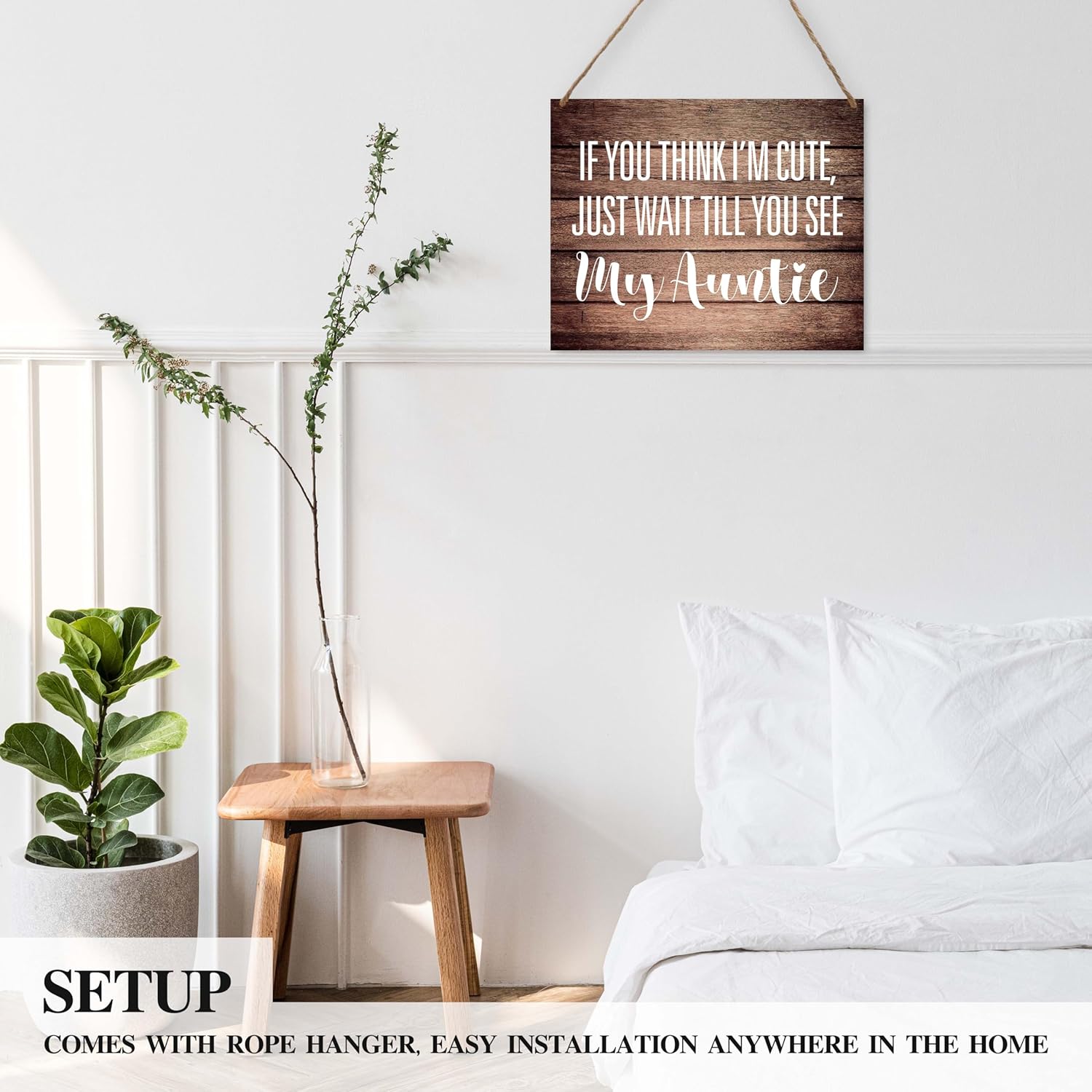 Wood Wedding Wall Sign with Jute Rope Hanging