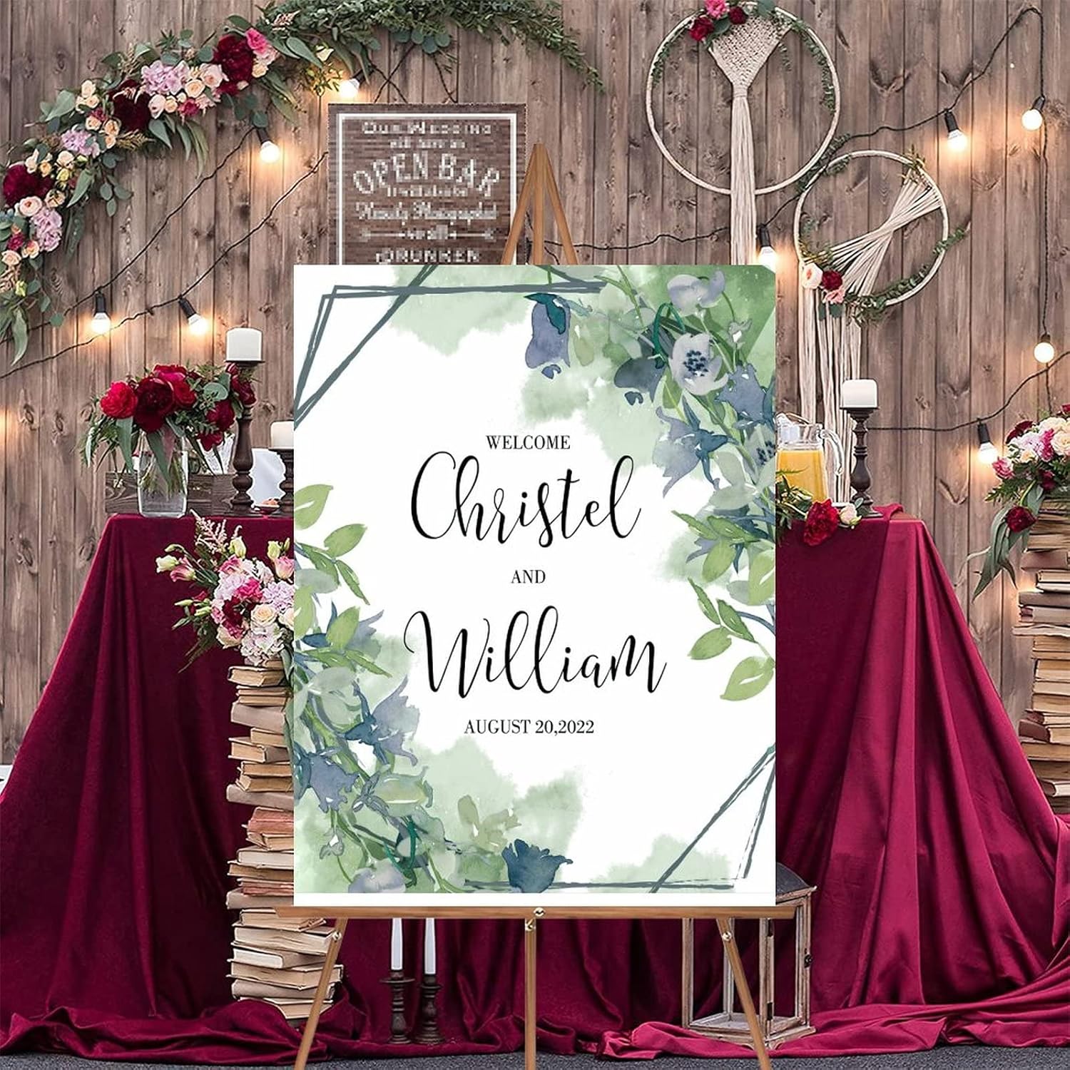 Alioyoit Personalized Wooden Wedding Welcome Sign