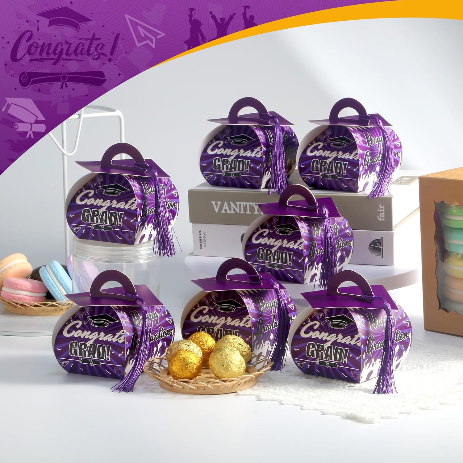 COTOPHER Graduation Cap Gift Boxes with Tassel 36 Pcs