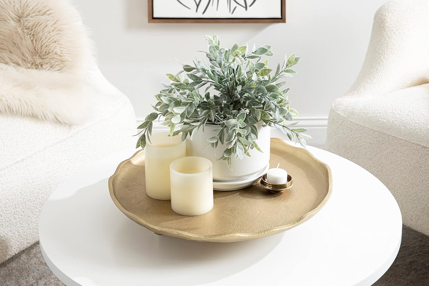 Kate and Laurel Alessia Gold Metal Tray 16 Inch Diameter