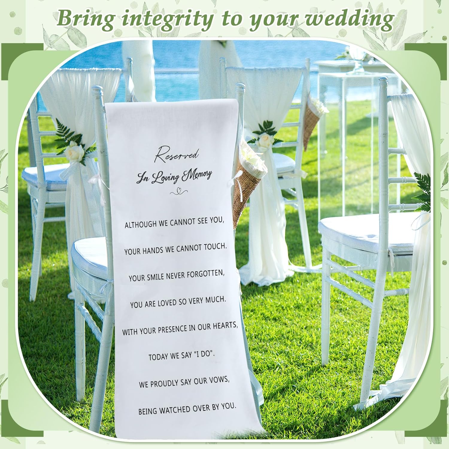 Loving Memory Wedding Chair Sign Banner White 15 x 50