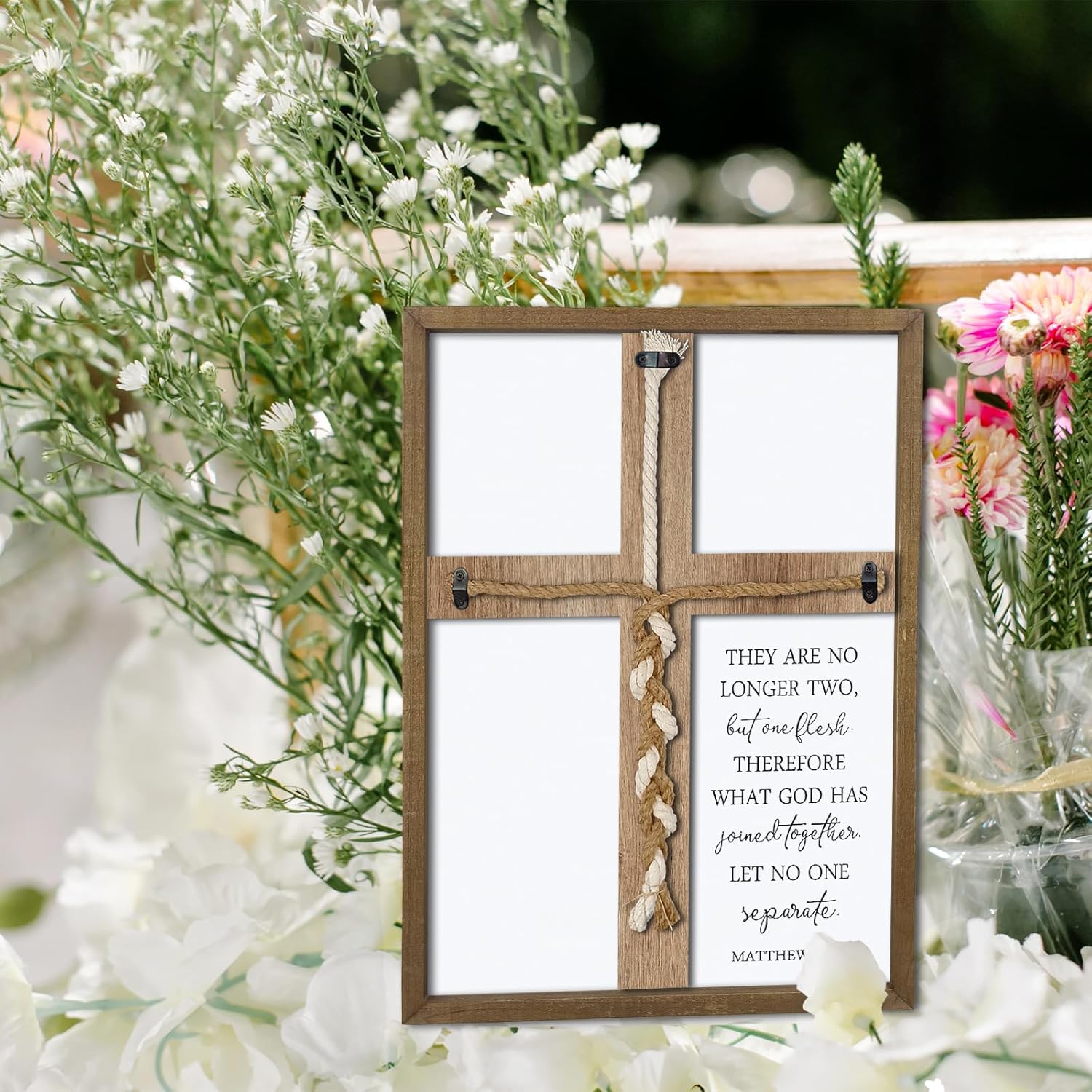 Matthew 196 Wedding Unity Sign Wood Frame