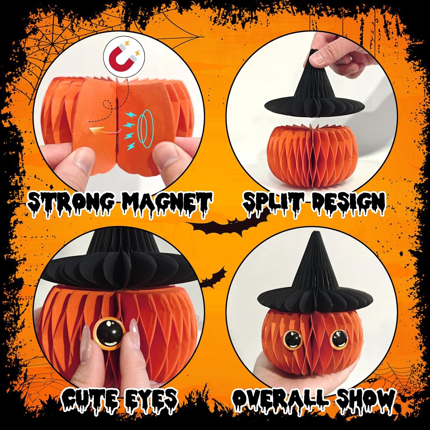 MCJC Halloween Paper Honeycomb Decorations Set