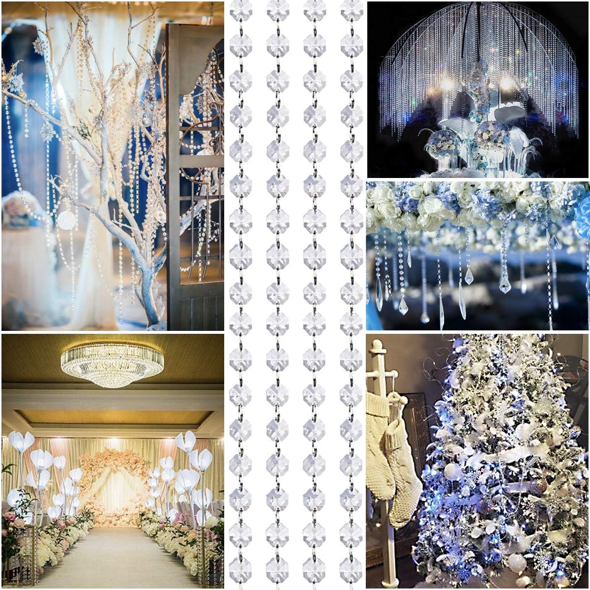 Crystal Acrylic Diamond Bead Garland Strands 16 Feet KinHom