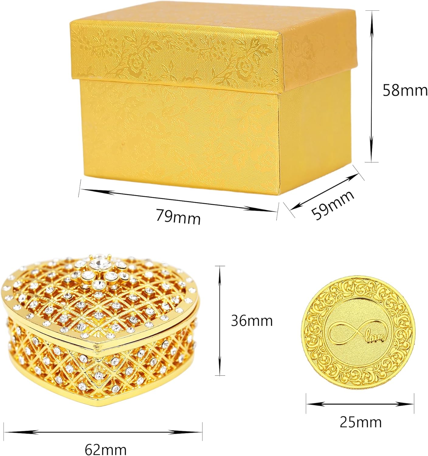 TINGKU 13 Spanish Unity Coins Set with Heart Shaped Gold Box