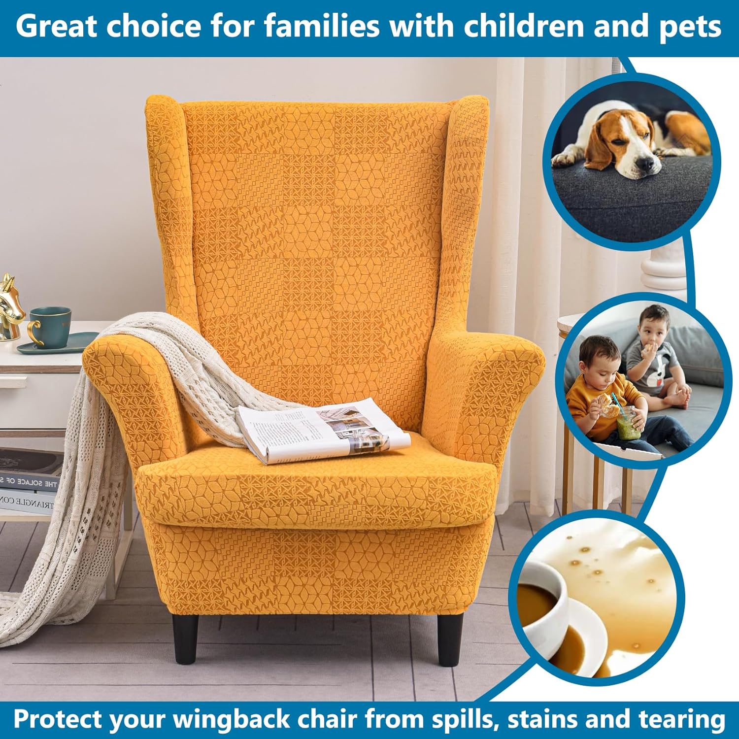 HZDHCLH Wingback Chair Slipcovers 2 Piece