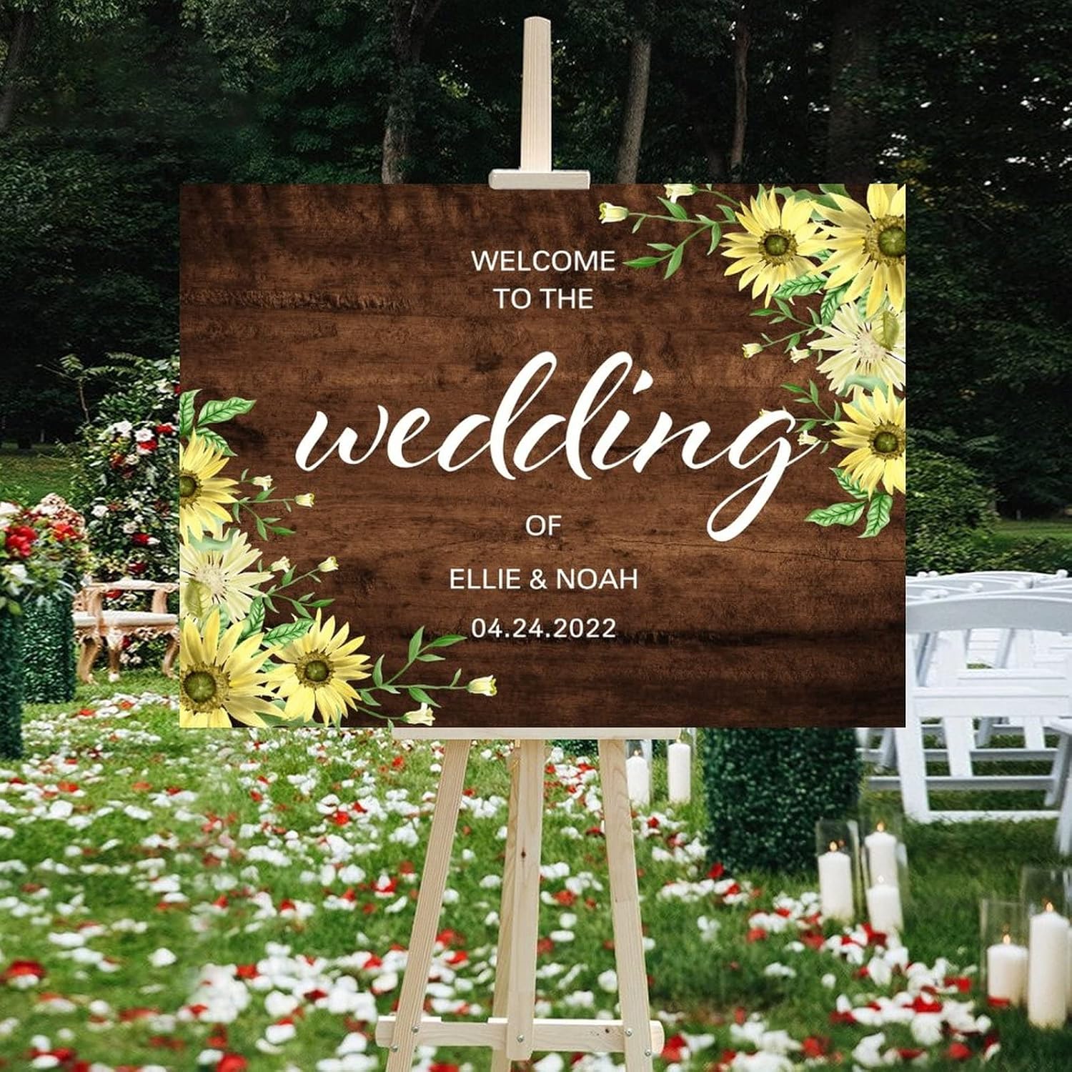 Customizable Wedding Welcome Sign Brown Wood