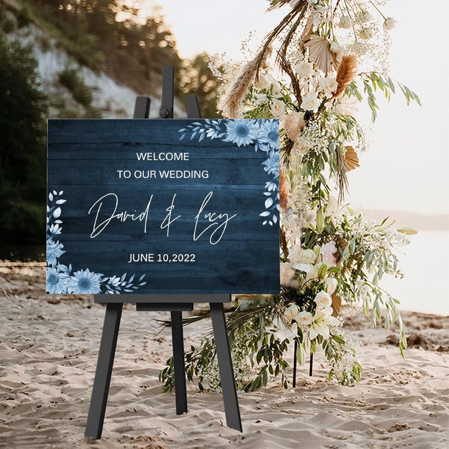 Personalized Wedding Welcome Sign with Floral Design