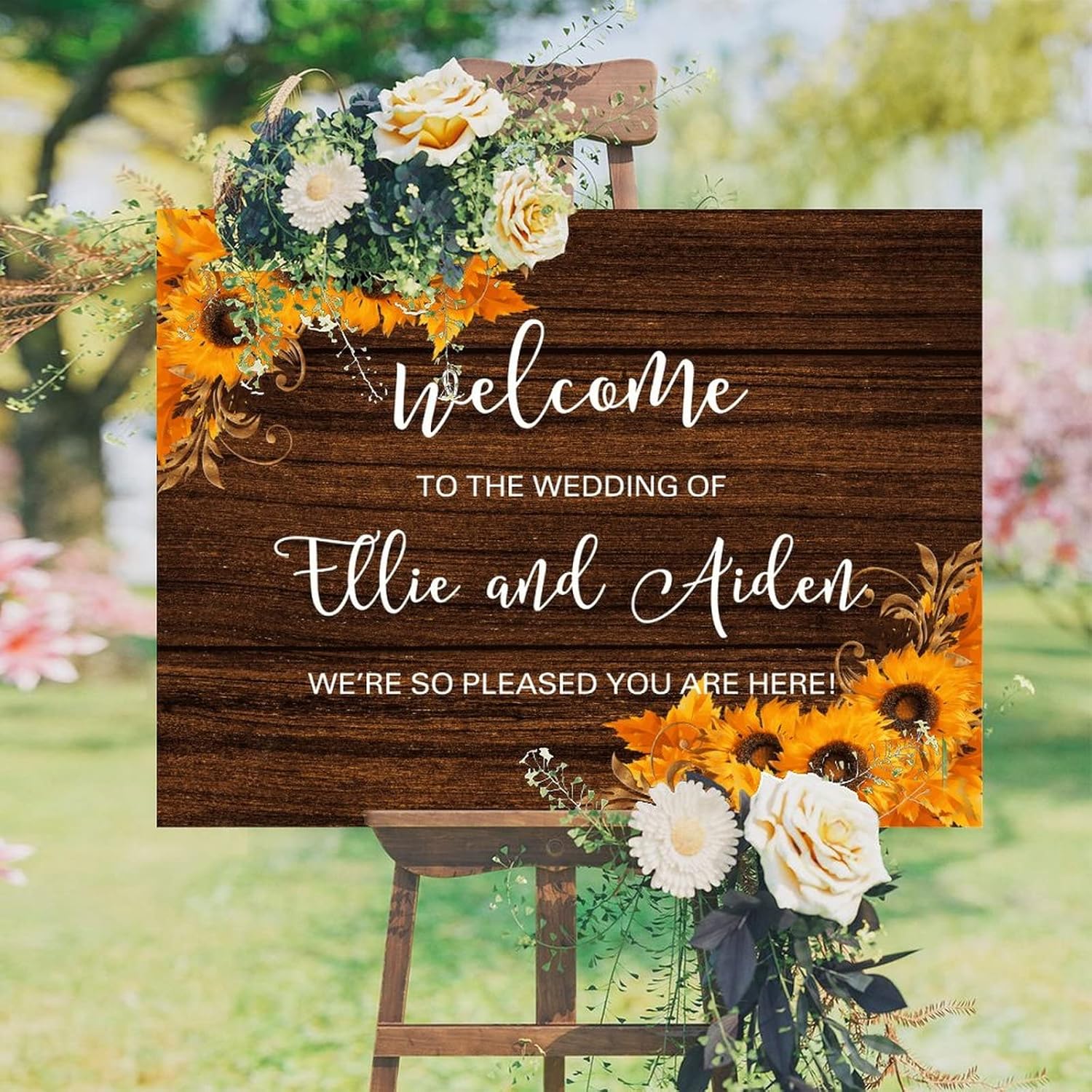 Customizable Wedding Welcome Sign with Sunflowers Design