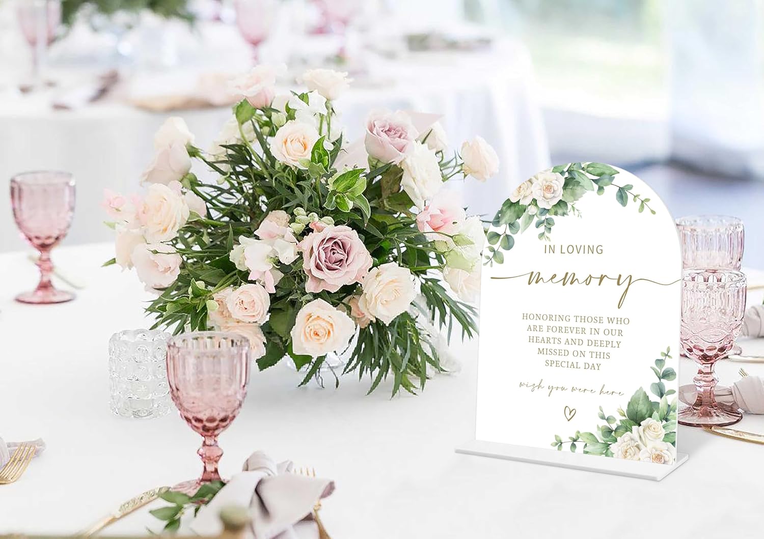 Eucalyptus Rose Wedding Sign with Holder