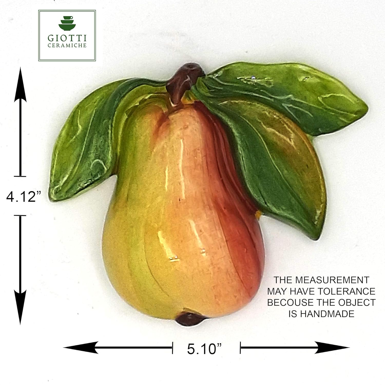 Italian Ceramic Fruits Wall Decor - Painted Apple Pear Pomegranate