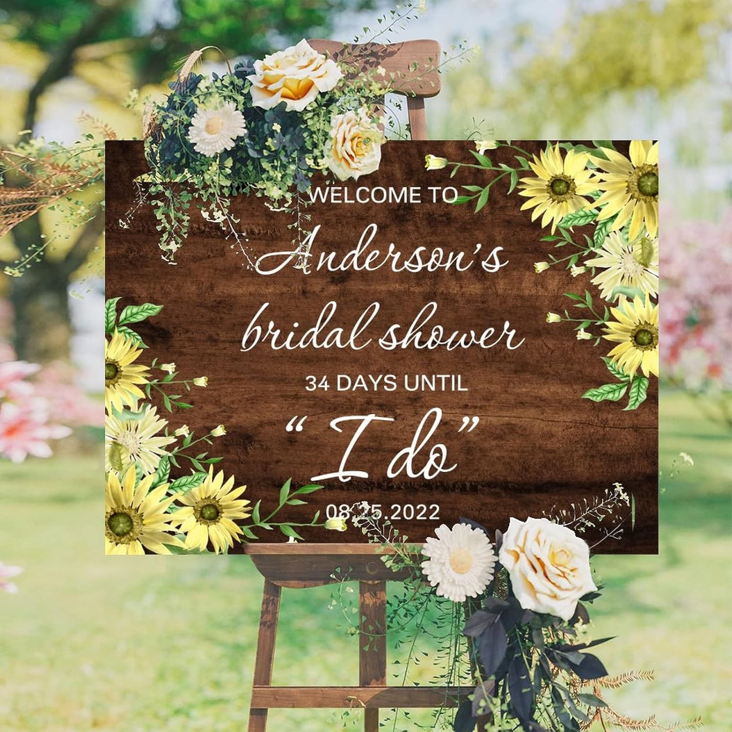 Alioyoit Wedding Welcome Sign Brown Wood Custom