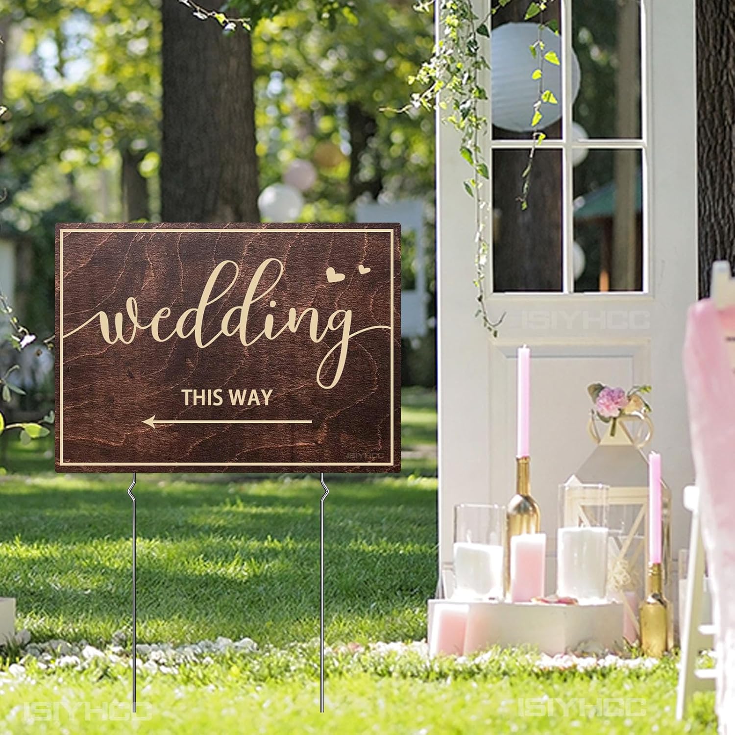 9-Piece Wedding This Way Sign Kit with Stakes
