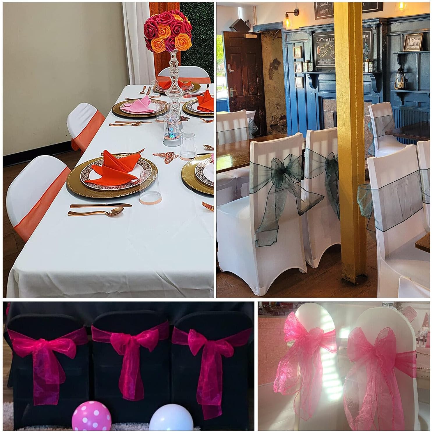 Elegant Organza Chair Sashes Pack of 10