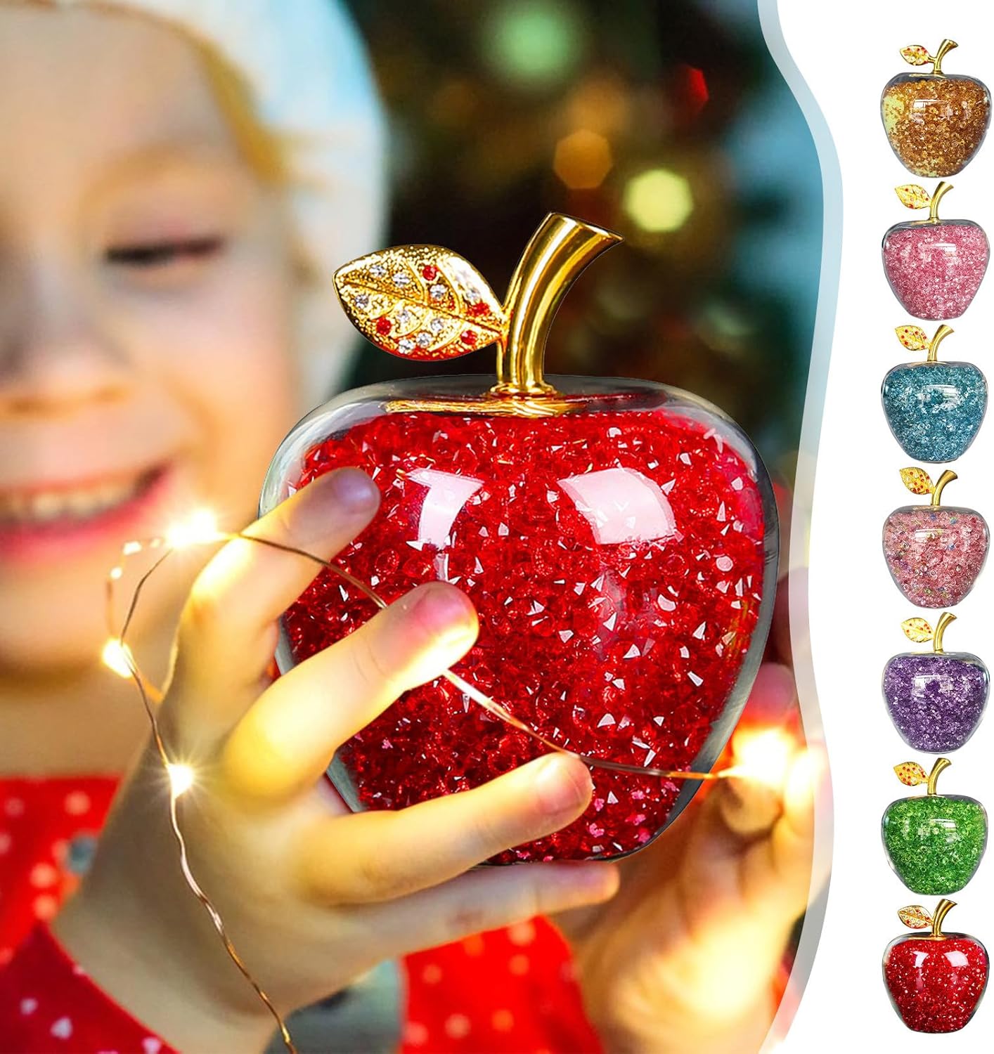 Crystal Apple Figurine Artificial Glass Home Decor