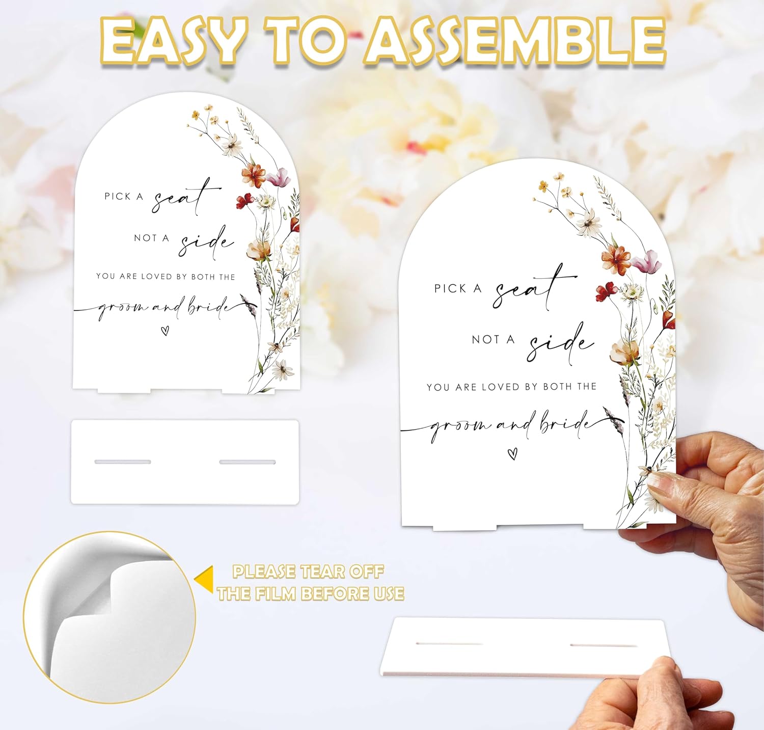 Boho Floral Pick a Seat Not a Side Wedding Sign