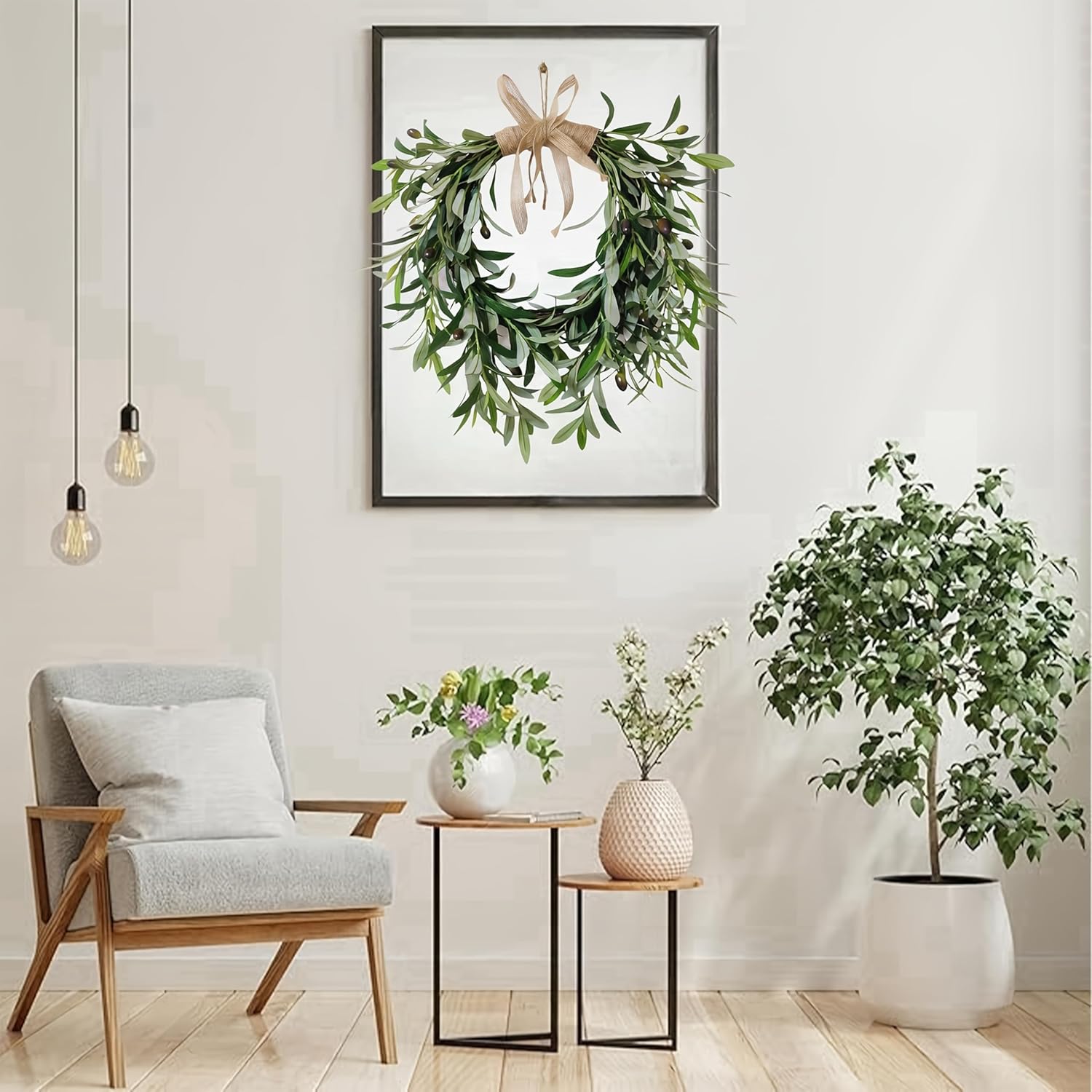 Artificial Olive Wreath for Front Door Wall Decor