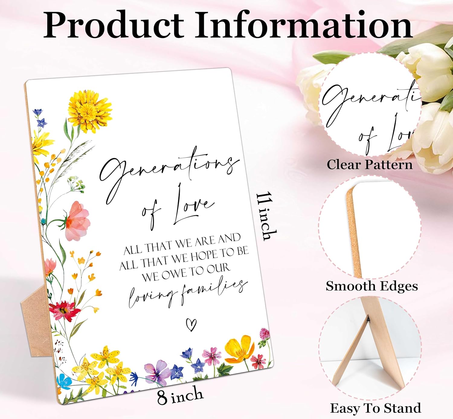 Generations Of Love Sign - Wedding Decor with Stand