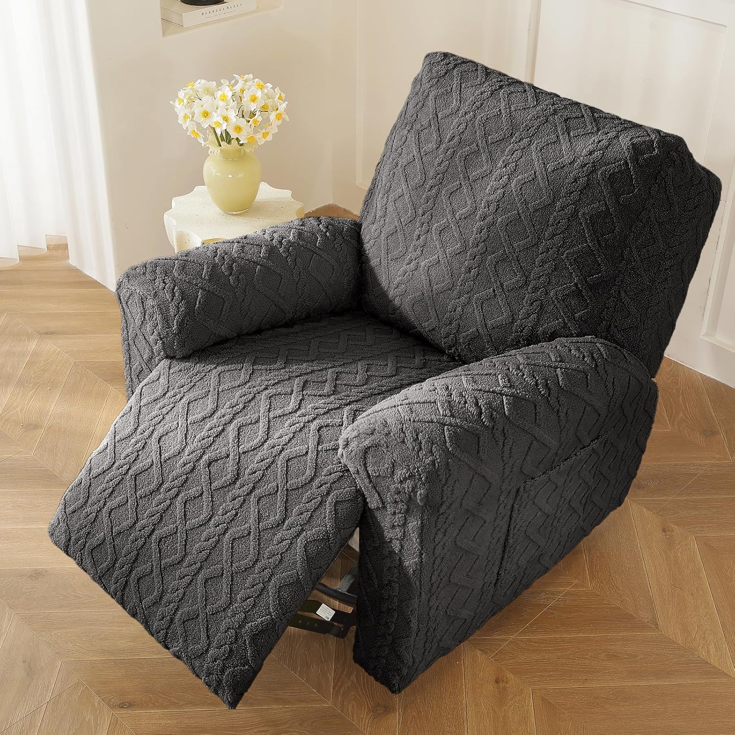 vctops 4 Piece Geometric Plush Recliner Slipcover