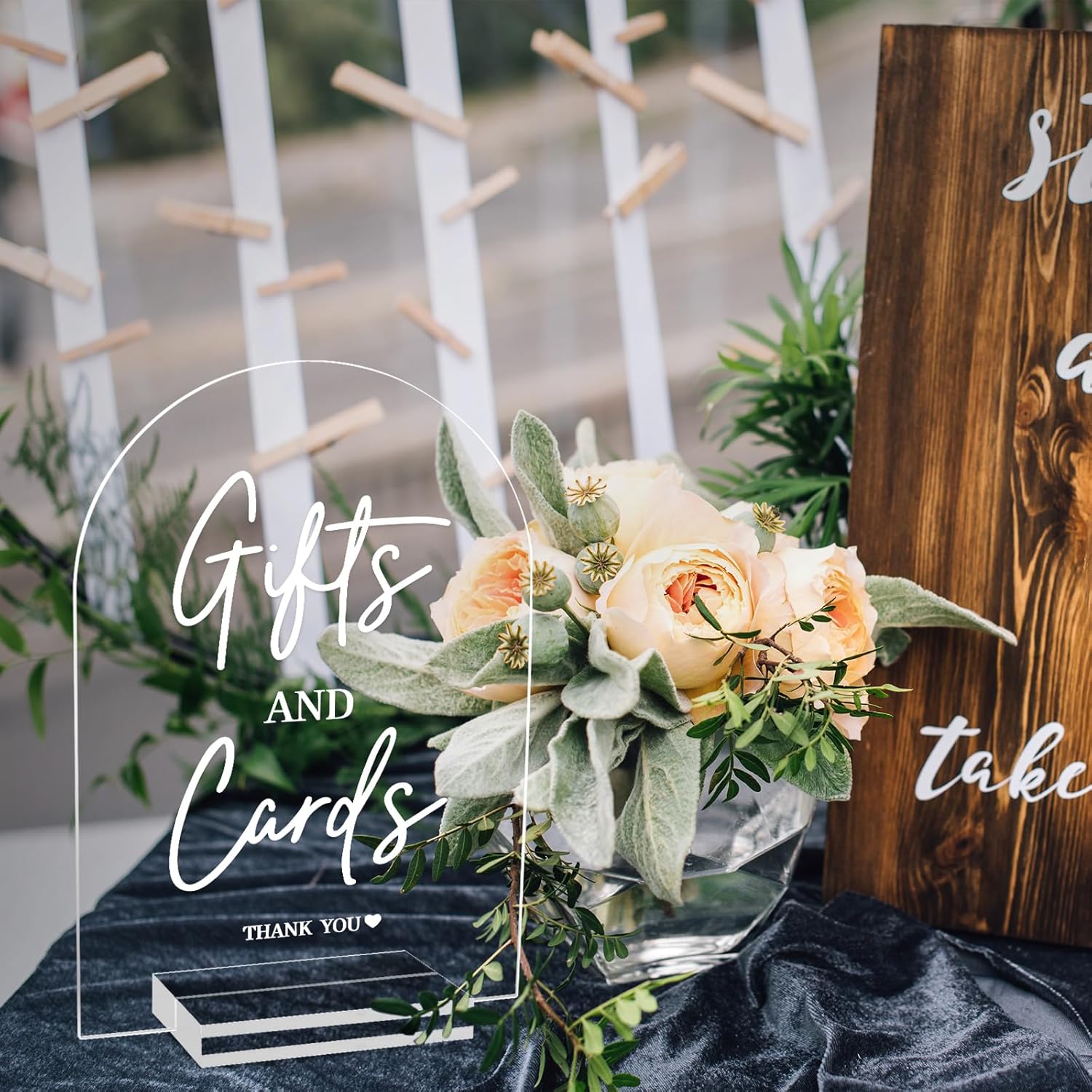 4pcs Clear Acrylic Wedding Signs for Ceremony and Reception