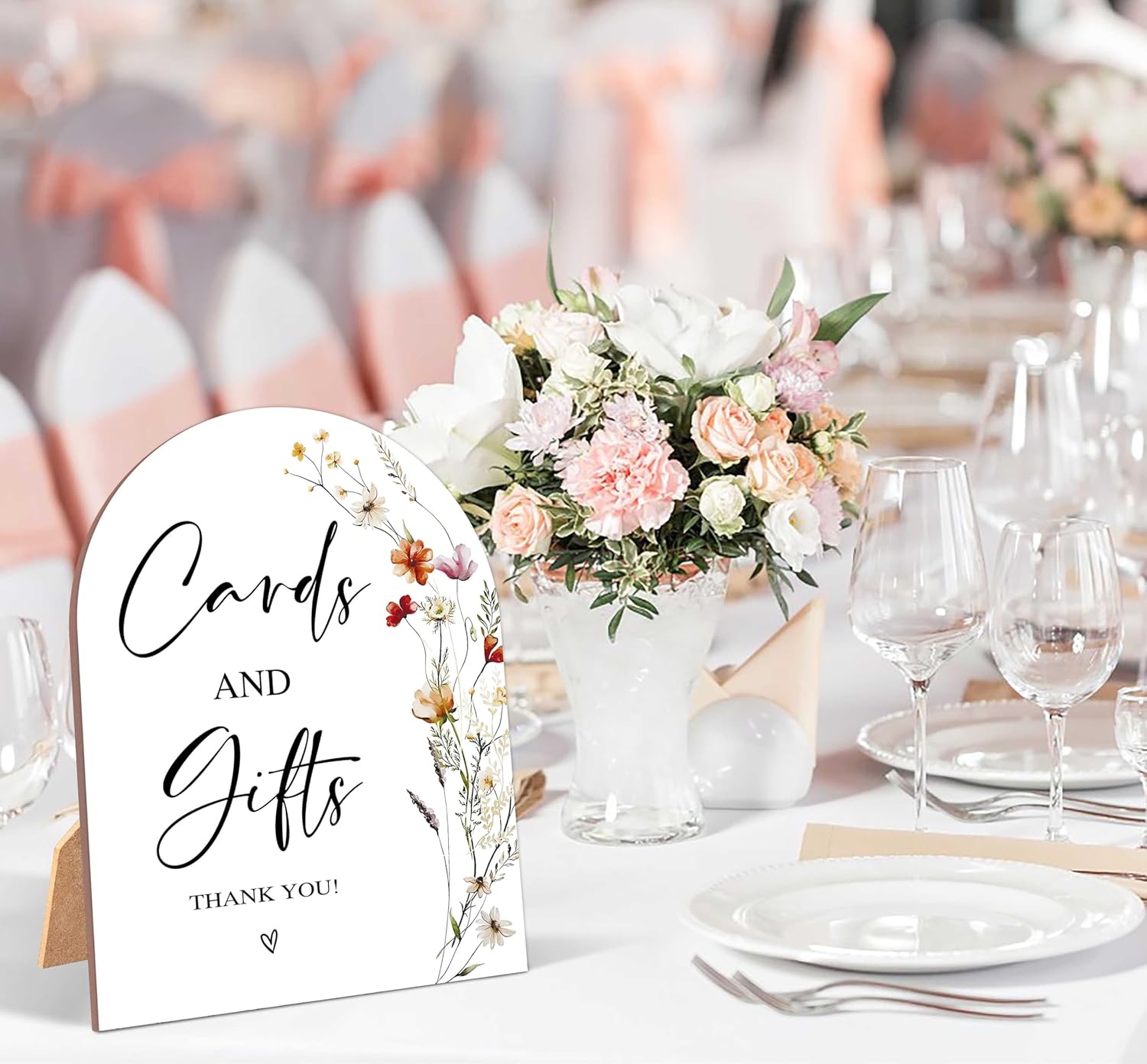 Wildflower Wedding Sign with Stand for Reception Decor