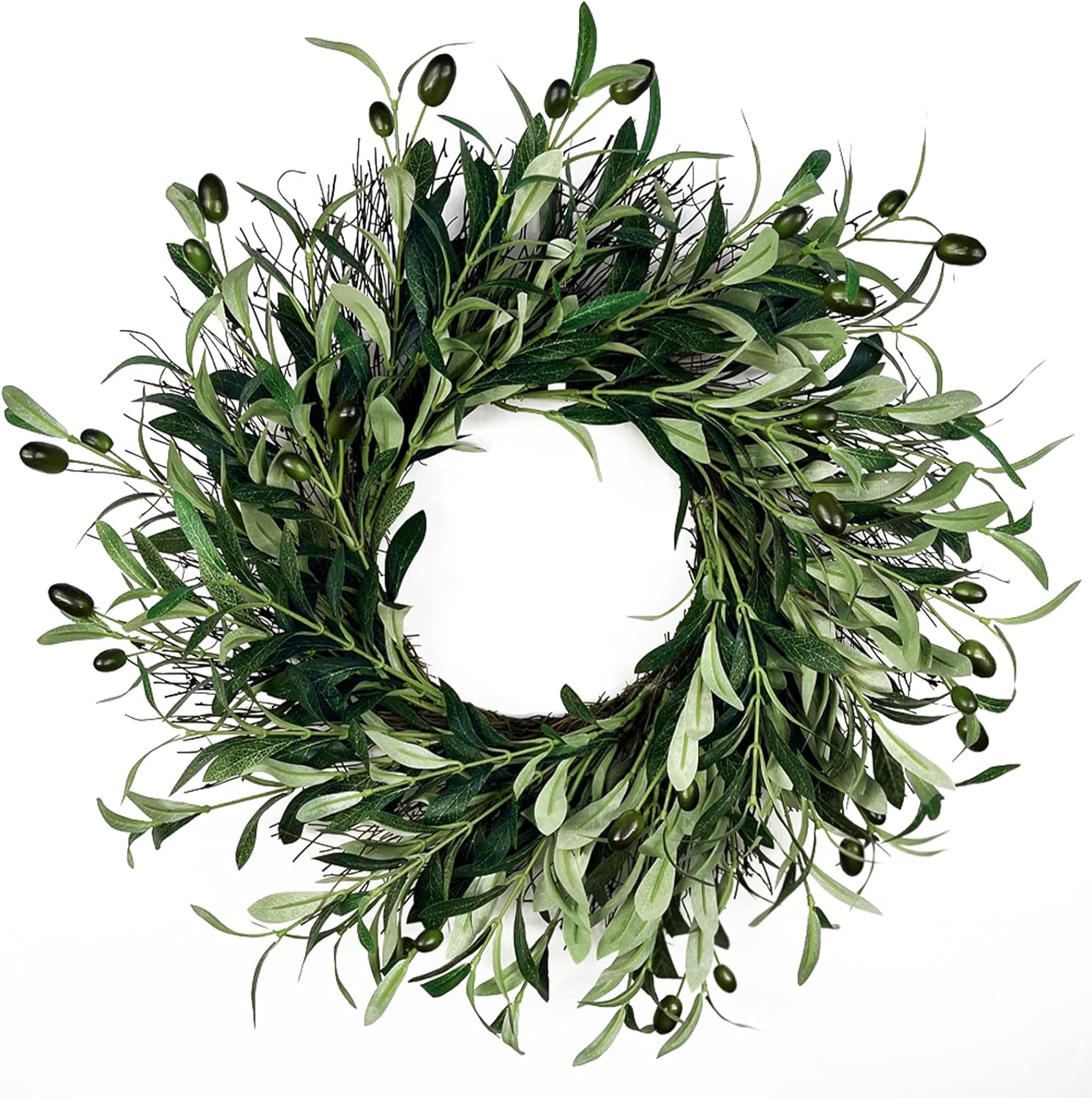 20 Inch Artificial Olive Wreath with Fruits