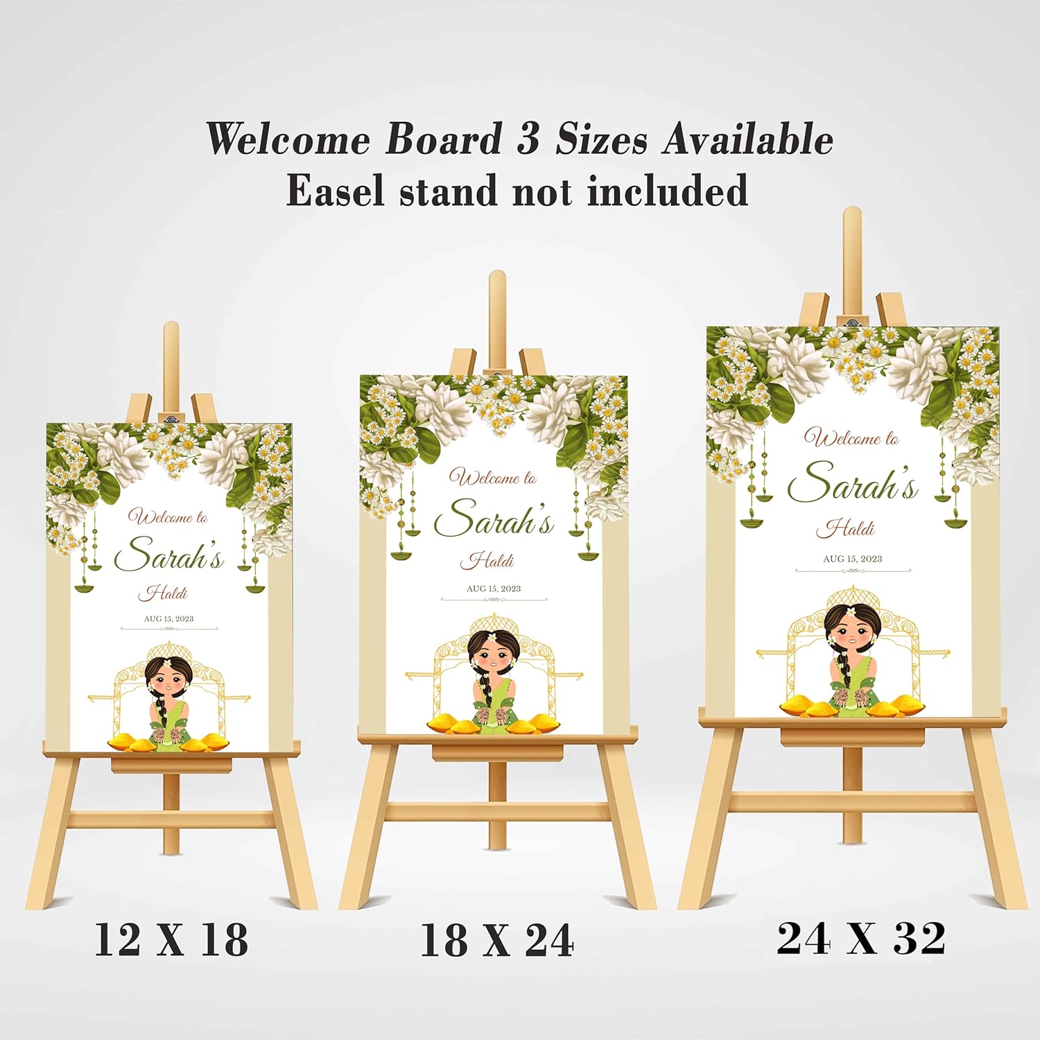Indian Mehndi Ceremony Welcome Sign Board Personalized 36x45 Plastic