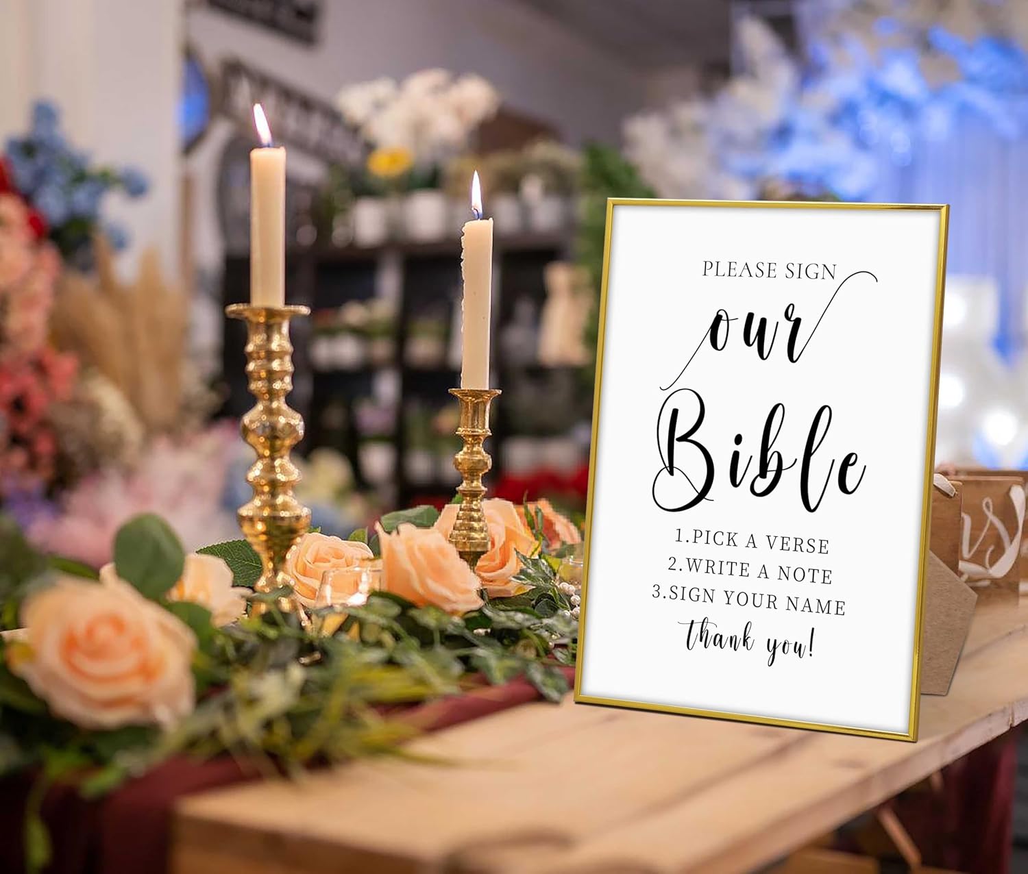 Gold Frame Wood Wedding Sign 8X 11 Elegant Classic Style