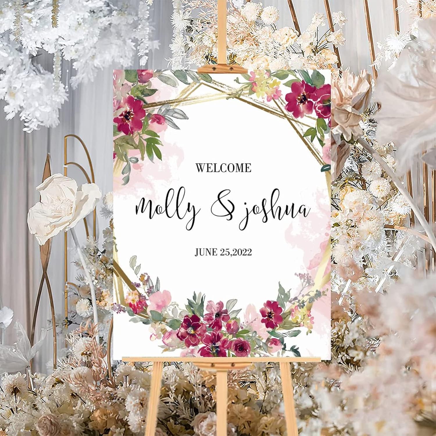 Alioyoit Wooden Wedding Welcome Sign 12x16 Inch