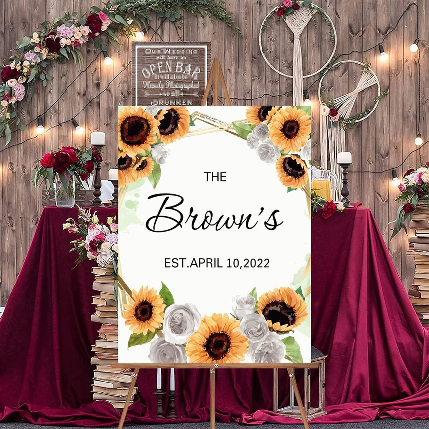 Alioyoit Wedding Welcome Sign Sunflowers 12x16 Inch